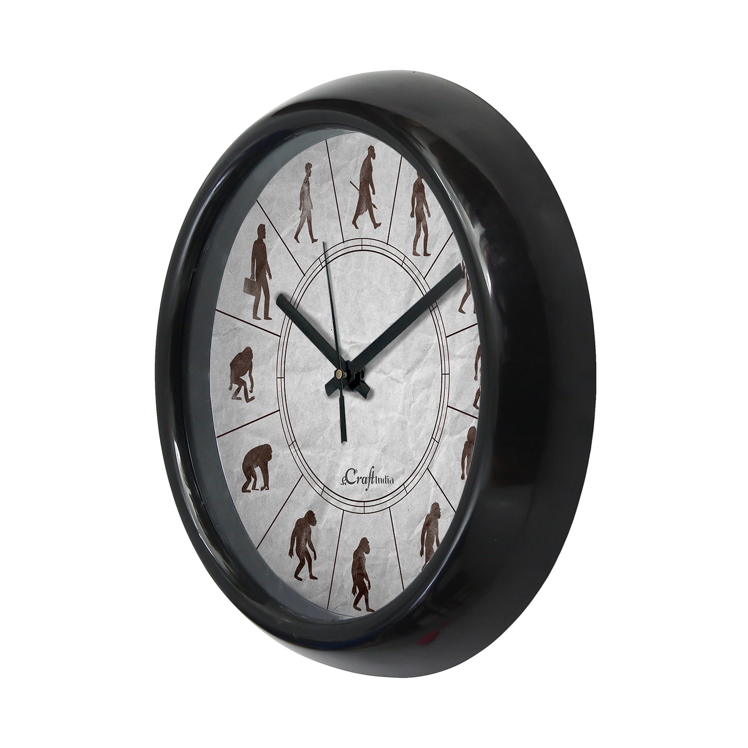 "Men Evolution" Designer Round Analog Black Wall Clock 4