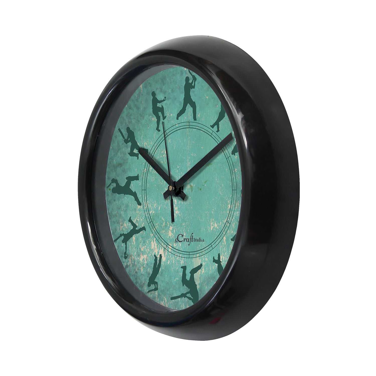 "Cricket Theme" Designer Round Analog Black Wall Clock 4
