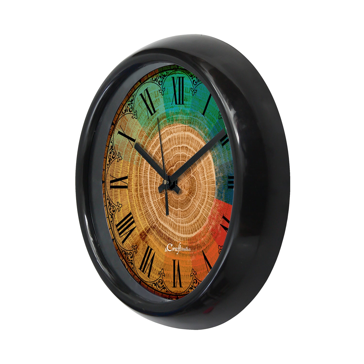 Colorful Rustic Designer Round Analog Black Wall Clock 4