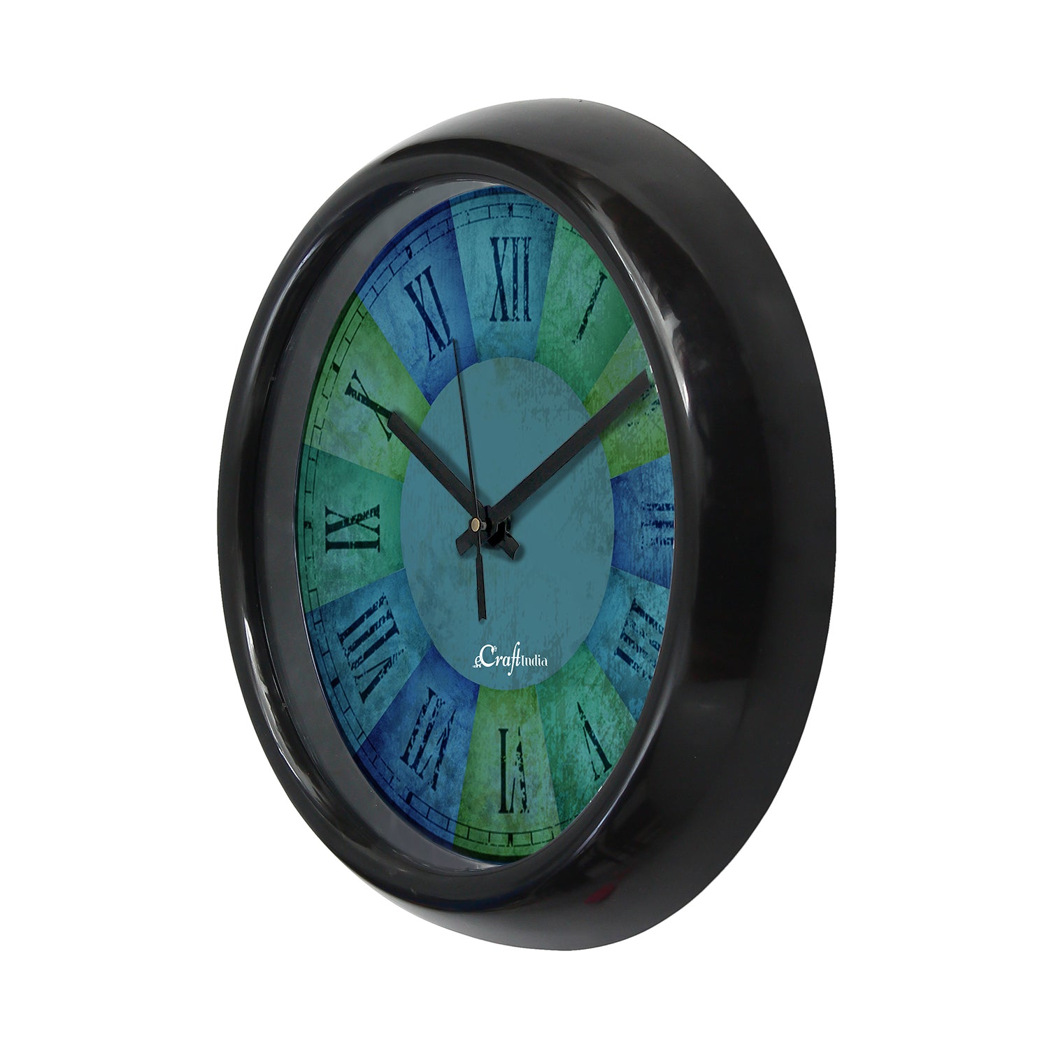 "Blue Green Rustic Texture" Designer Round Analog Black Wall Clock 4