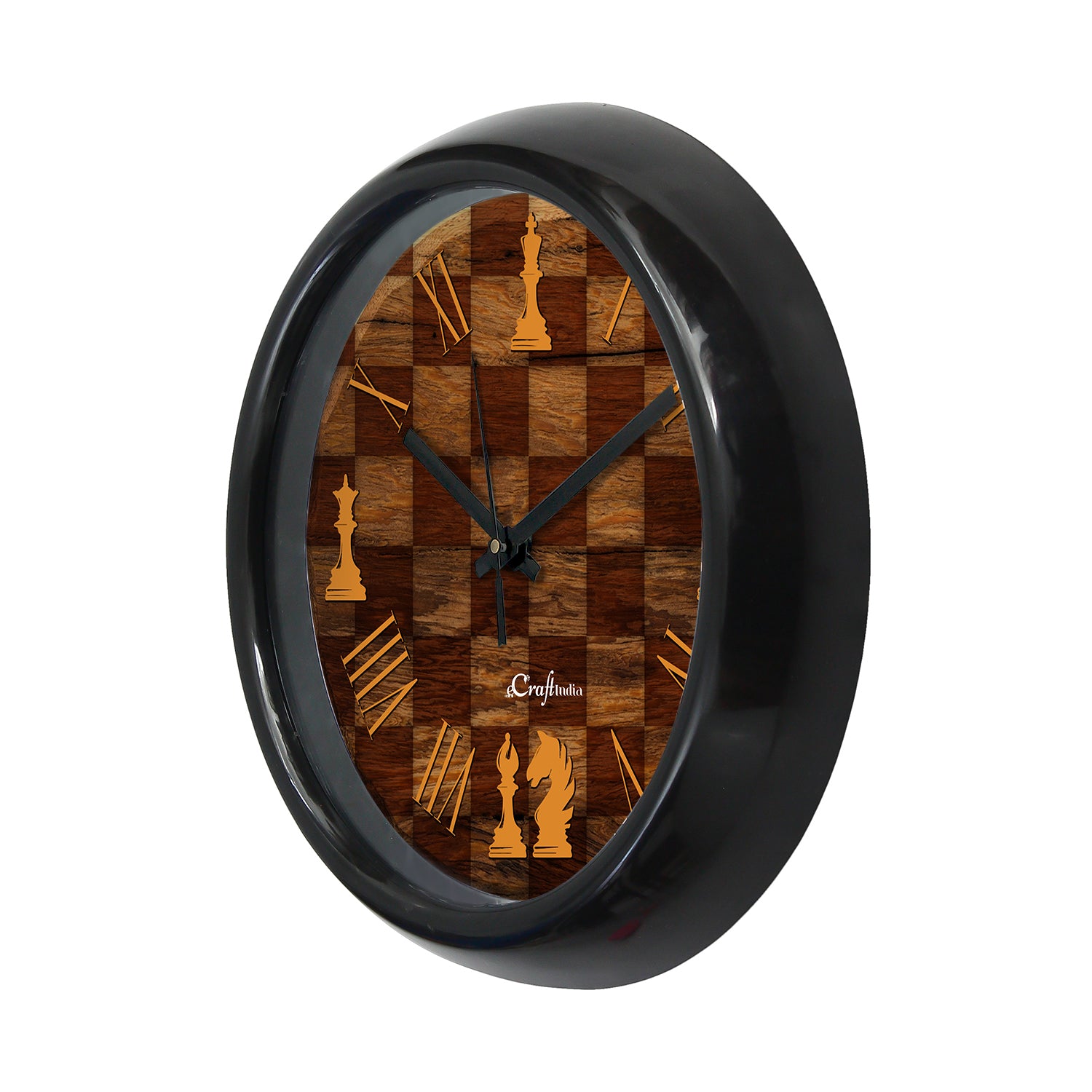 "Chess Pattern" Designer Round Analog Black Wall Clock 4