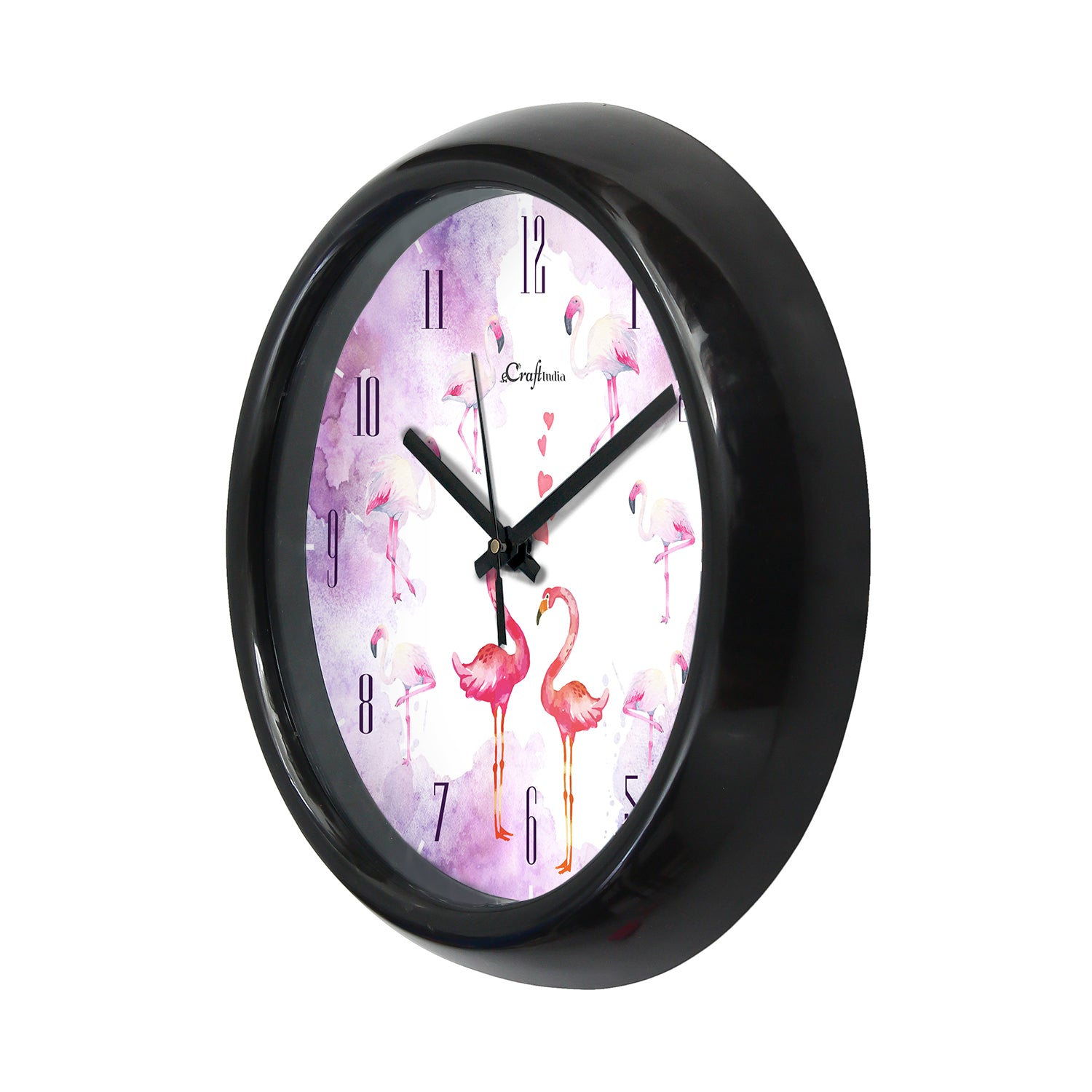"Flamingo  Love Mate" Designer Round Analog Black Wall Clock 4