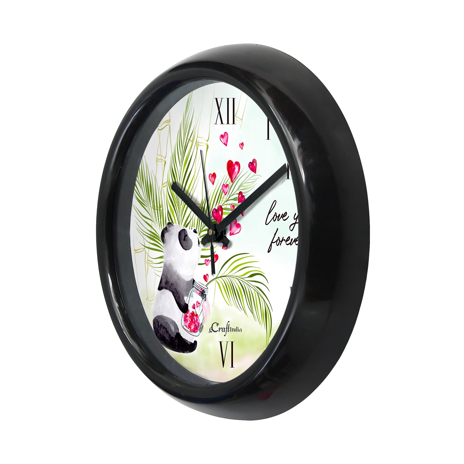 Romantic Panda And Love You Forever Quote Round Shape Analog Designer Wall Clock 4