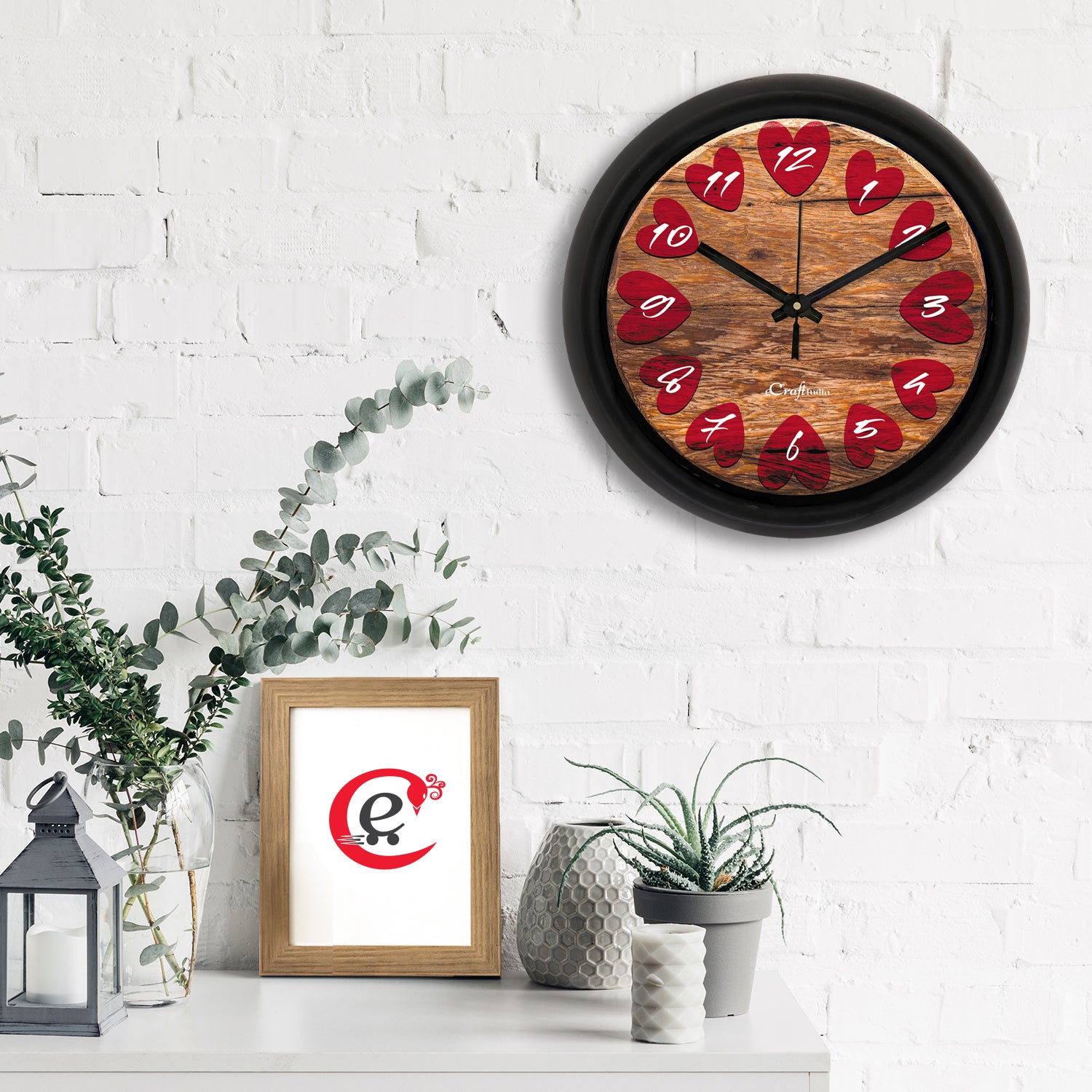 Numbers In Love Hearts Theme Round Shape Analog Designer Wall Clock 1