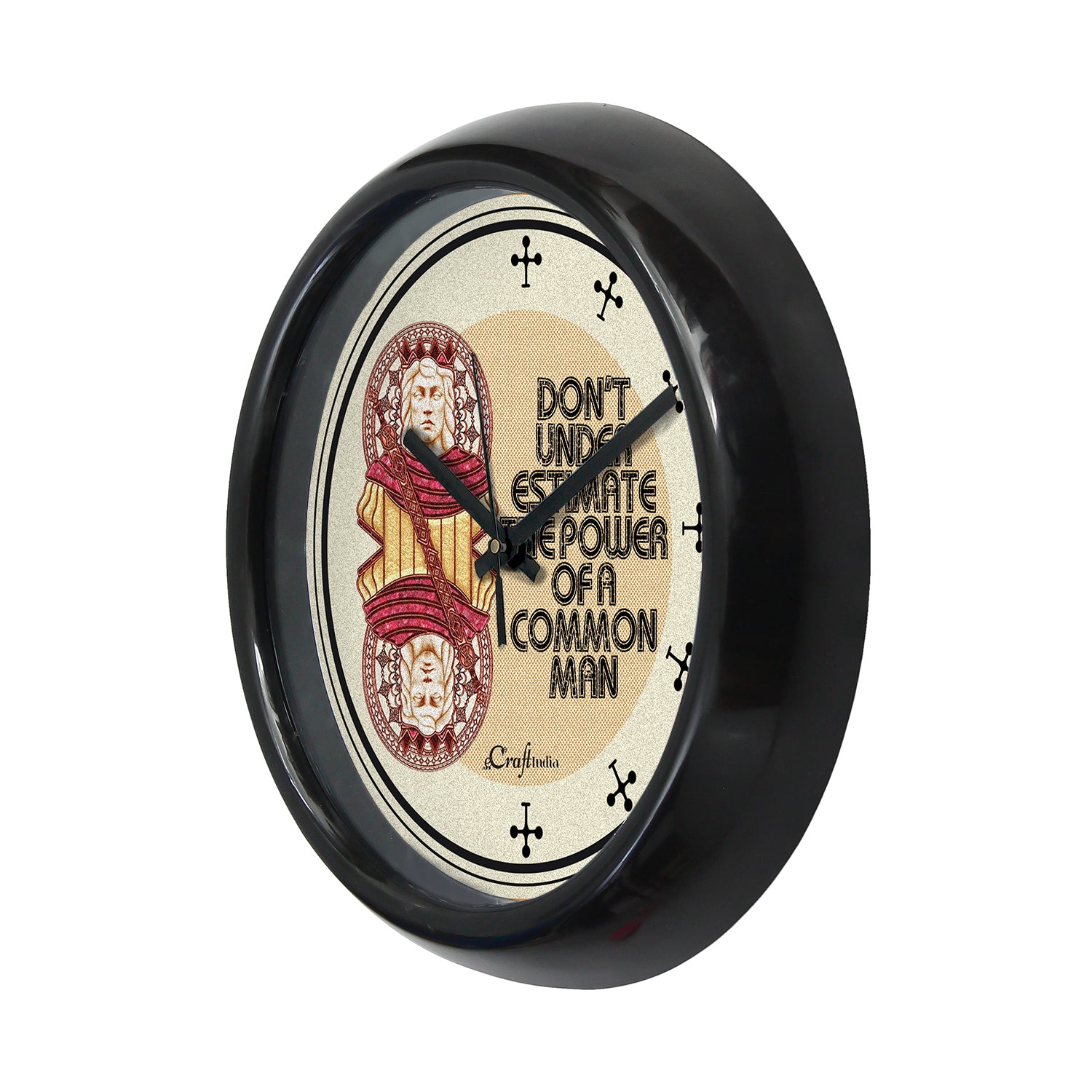 "Don't Under Estimate The Power Of A Common Man" Designer Round Analog Black Wall Clock 4