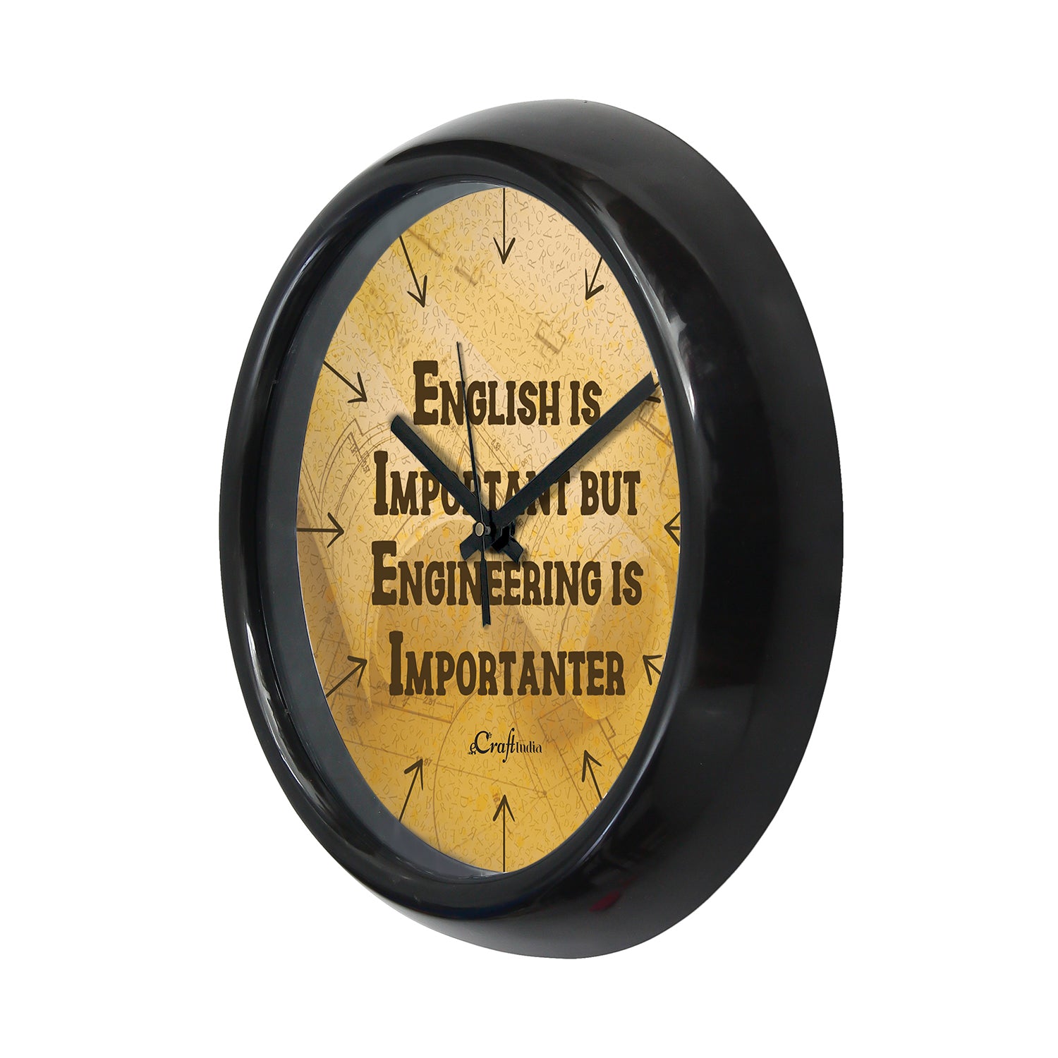 "English Is Important But Engineering is Importanter" Designer Round Analog Black Wall Clock 4