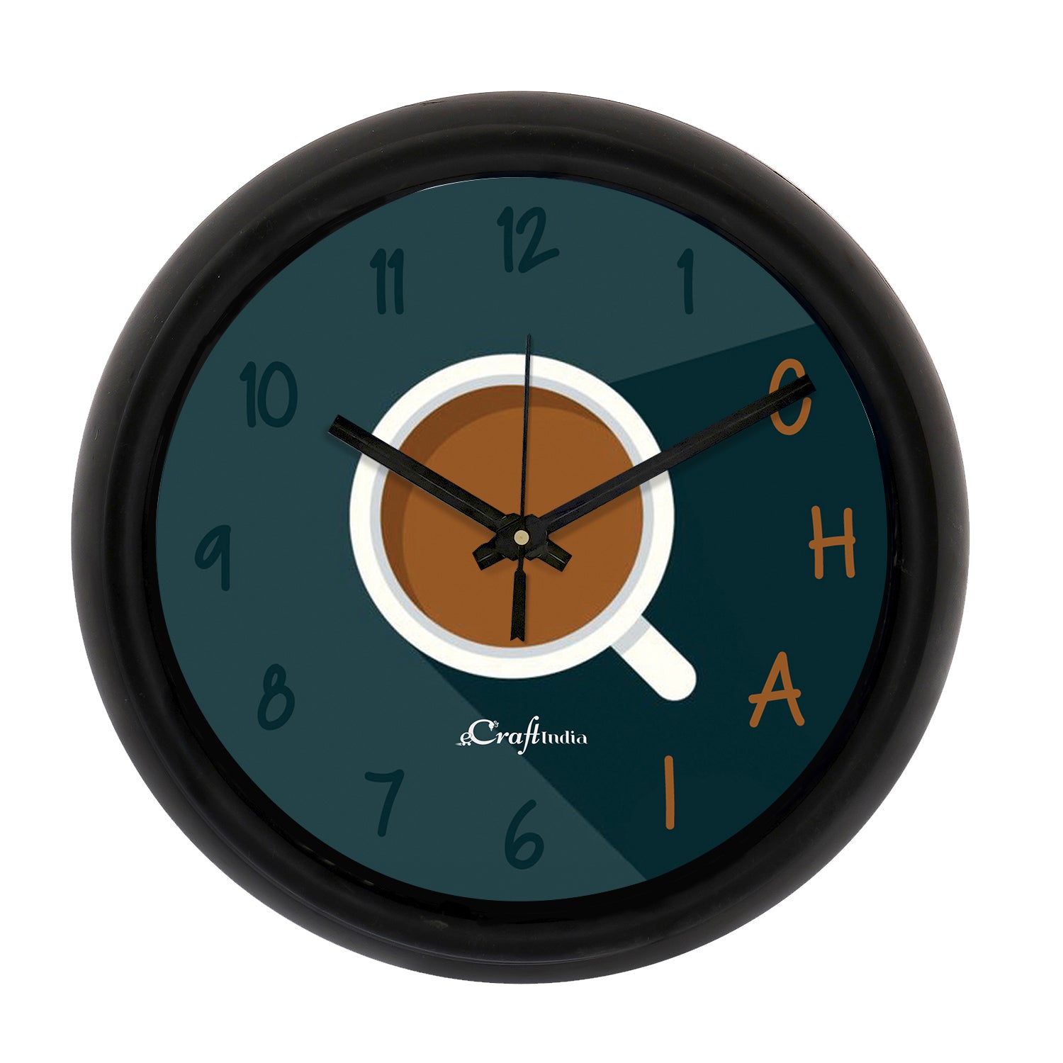 "Chai Lover"Designer Round Analog Black Wall Clock