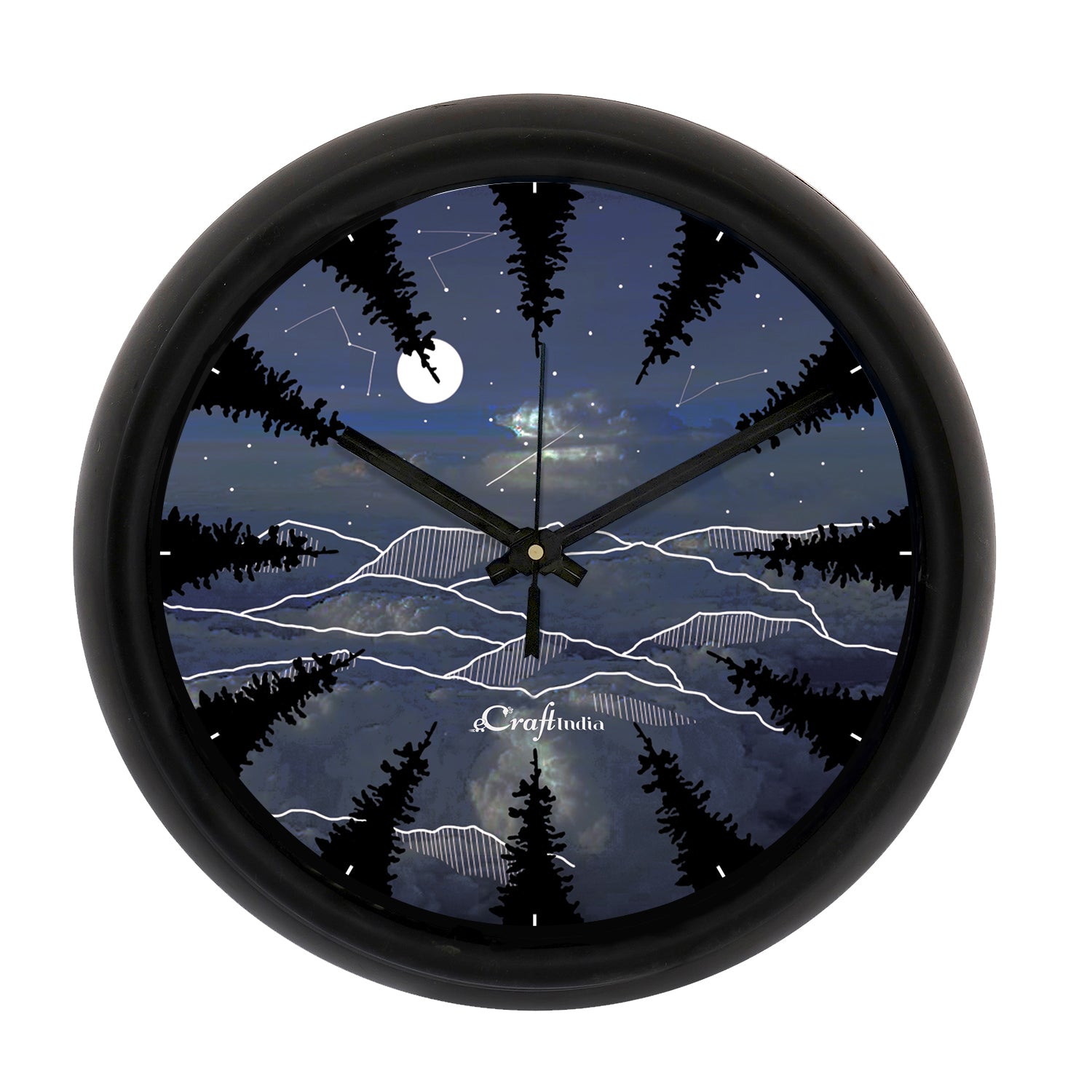 "Night Sky" Designer Round Analog Black Wall Clock