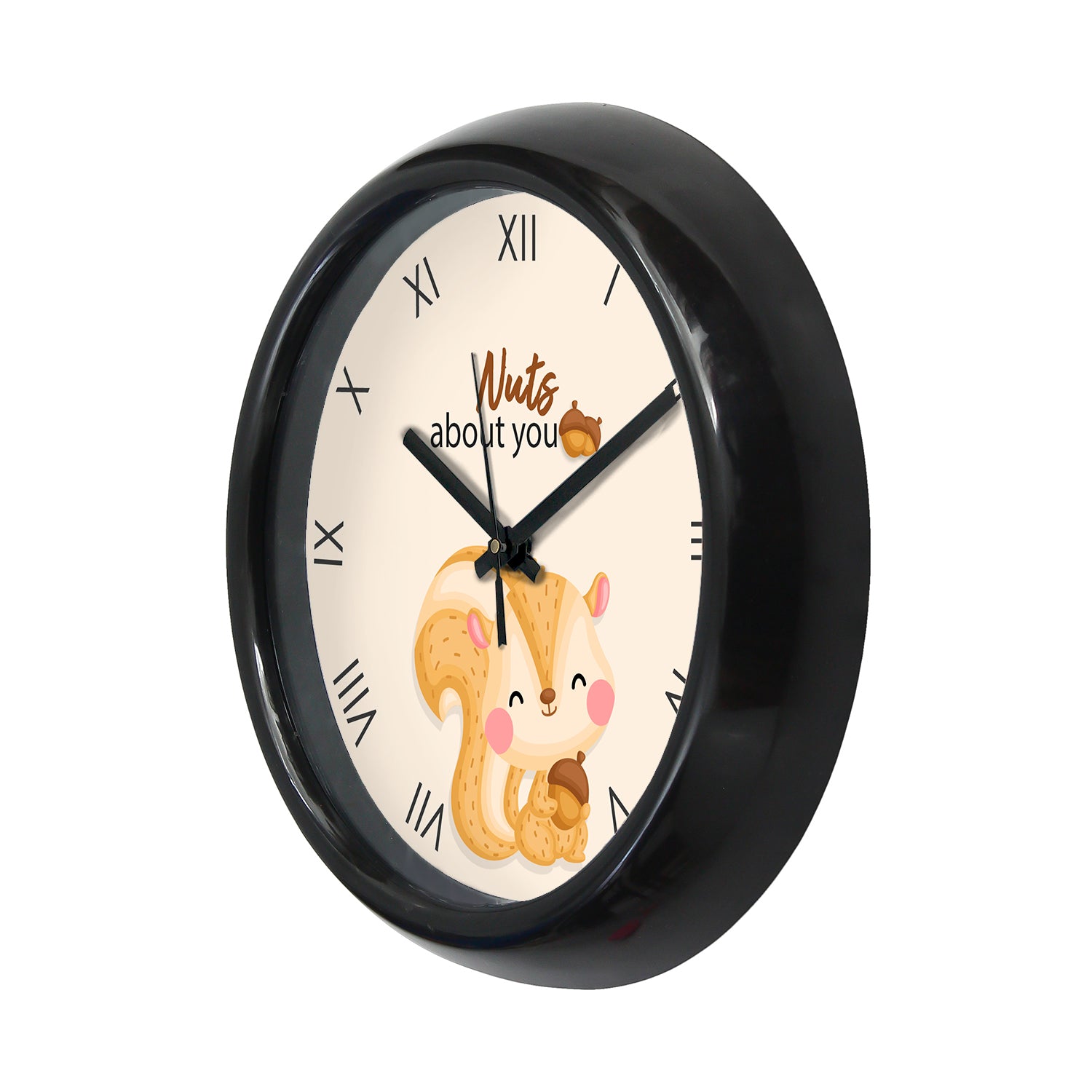 "Nuts About You" Designer Round Analog Black Wall Clock 4