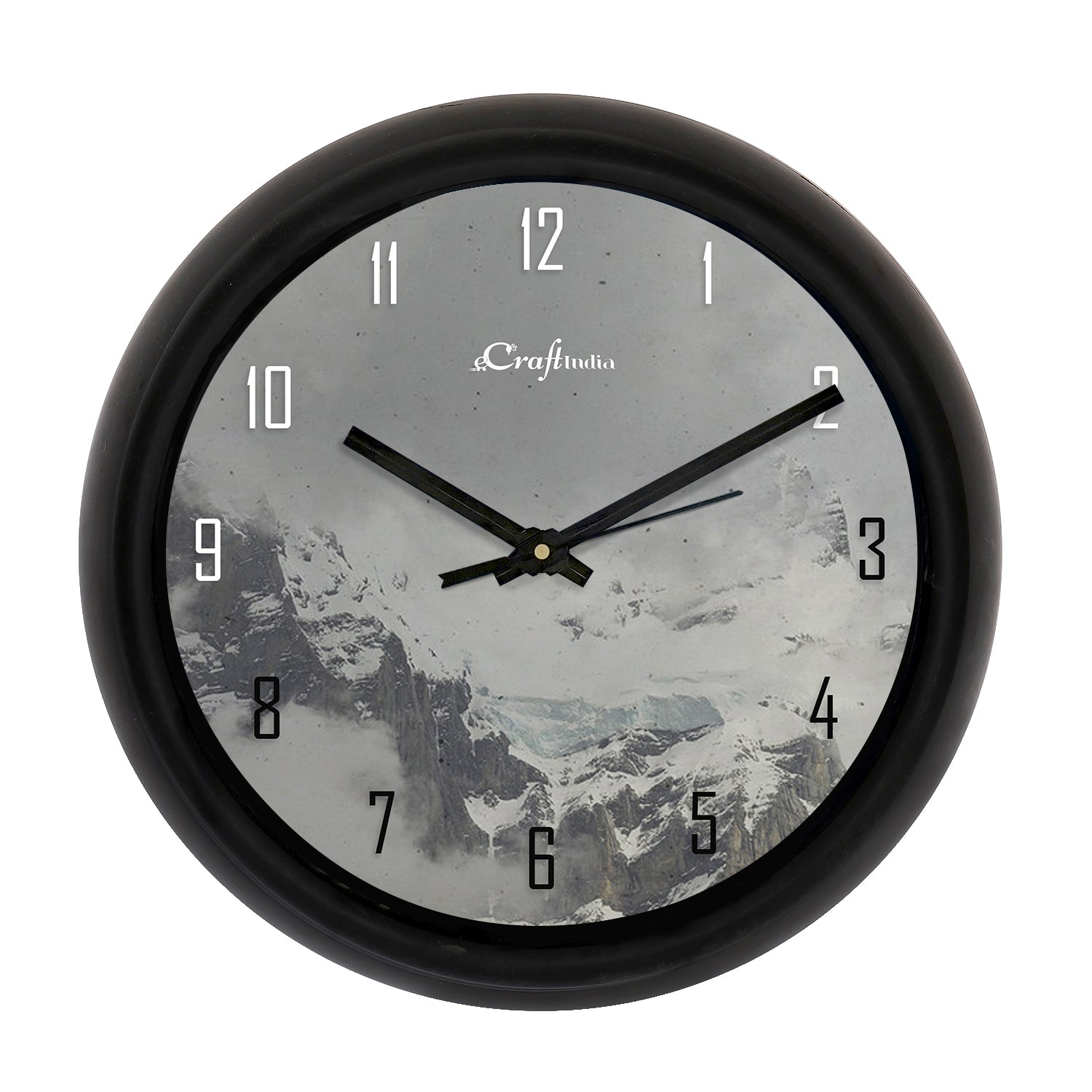 Snowfall Designer Round Analog Black Wall Clock