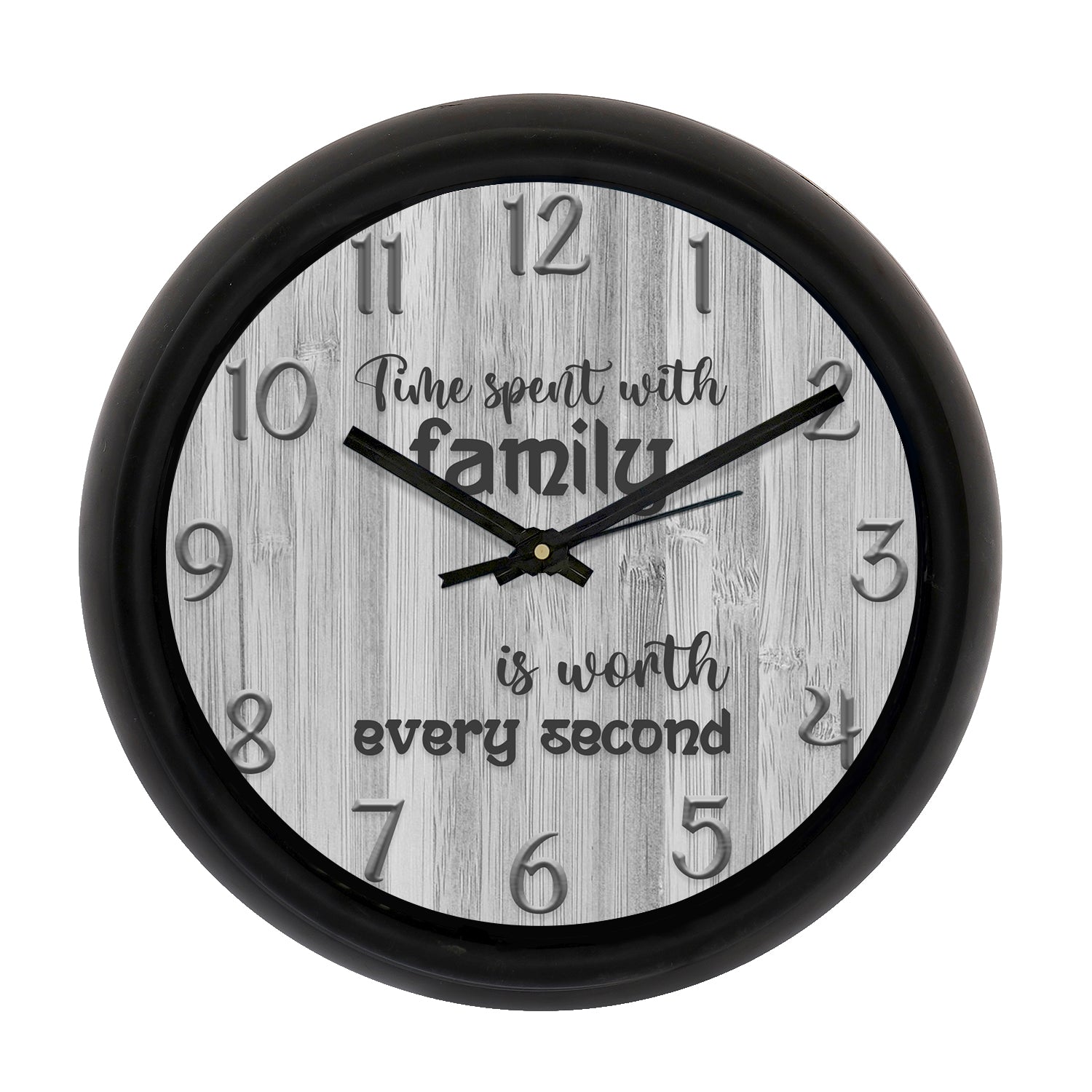 Motivational Grey Designer Round Analog Black Wall Clock