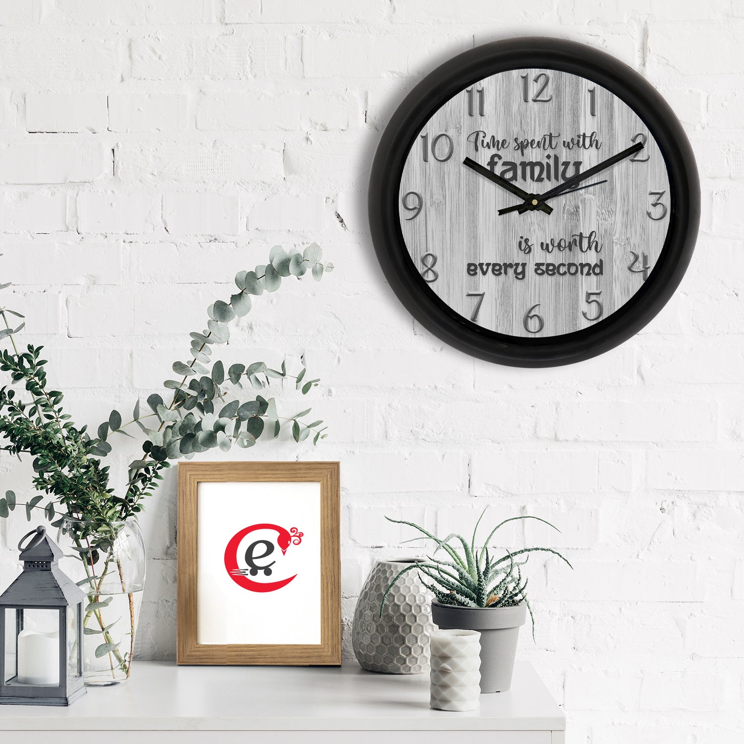 Motivational Grey Designer Round Analog Black Wall Clock 1