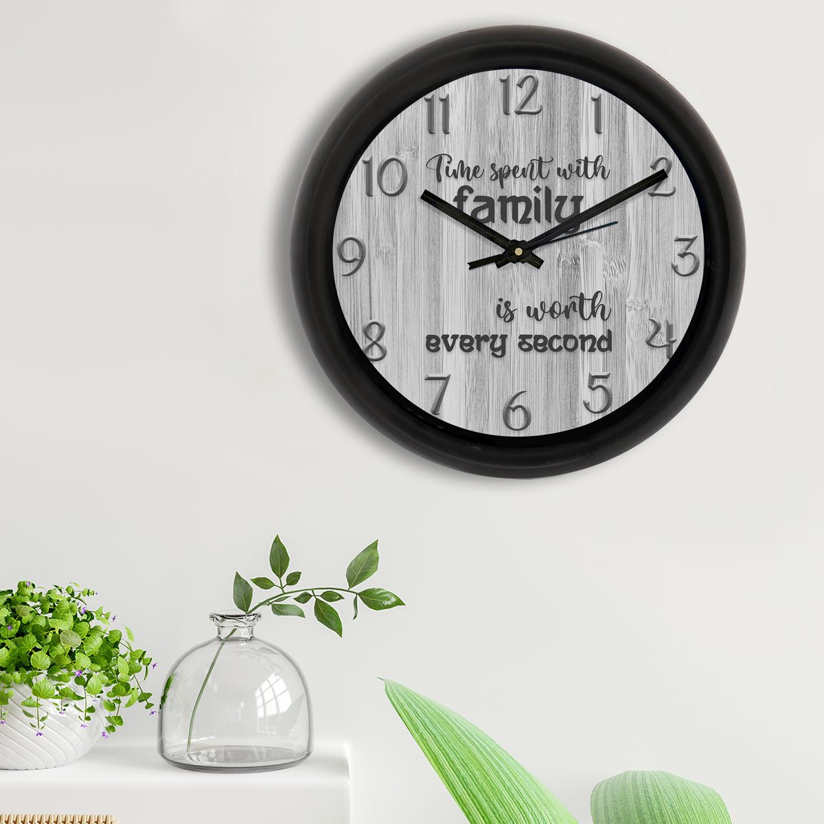 Motivational Grey Designer Round Analog Black Wall Clock 2