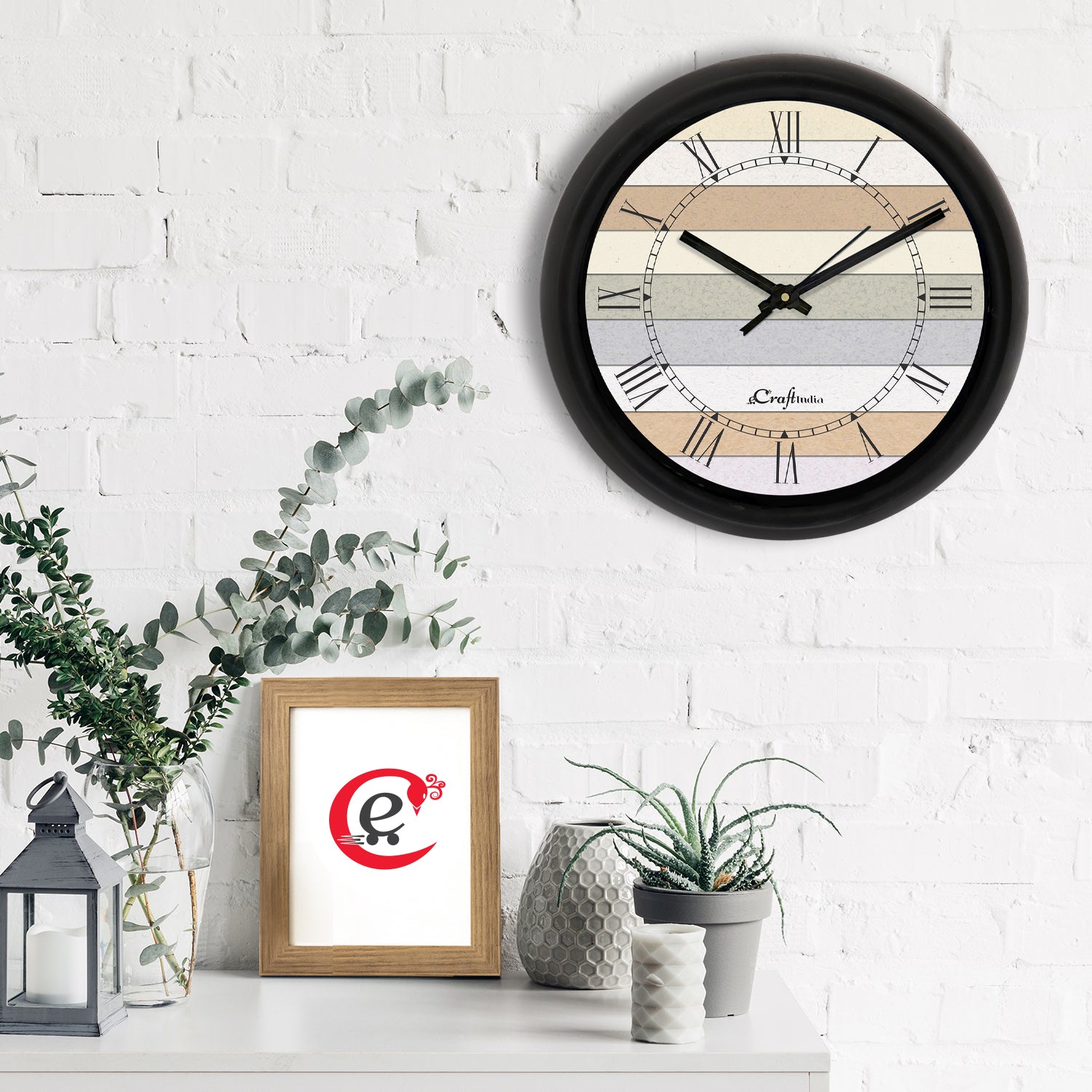 Minimalist Designer Round Analog Black Wall Clock 1