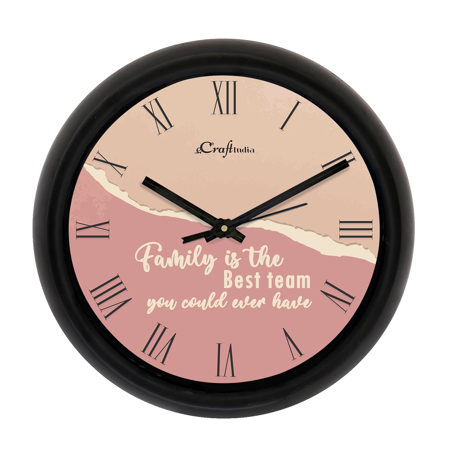 Motivational Pink Designer Round Analog Black Wall Clock