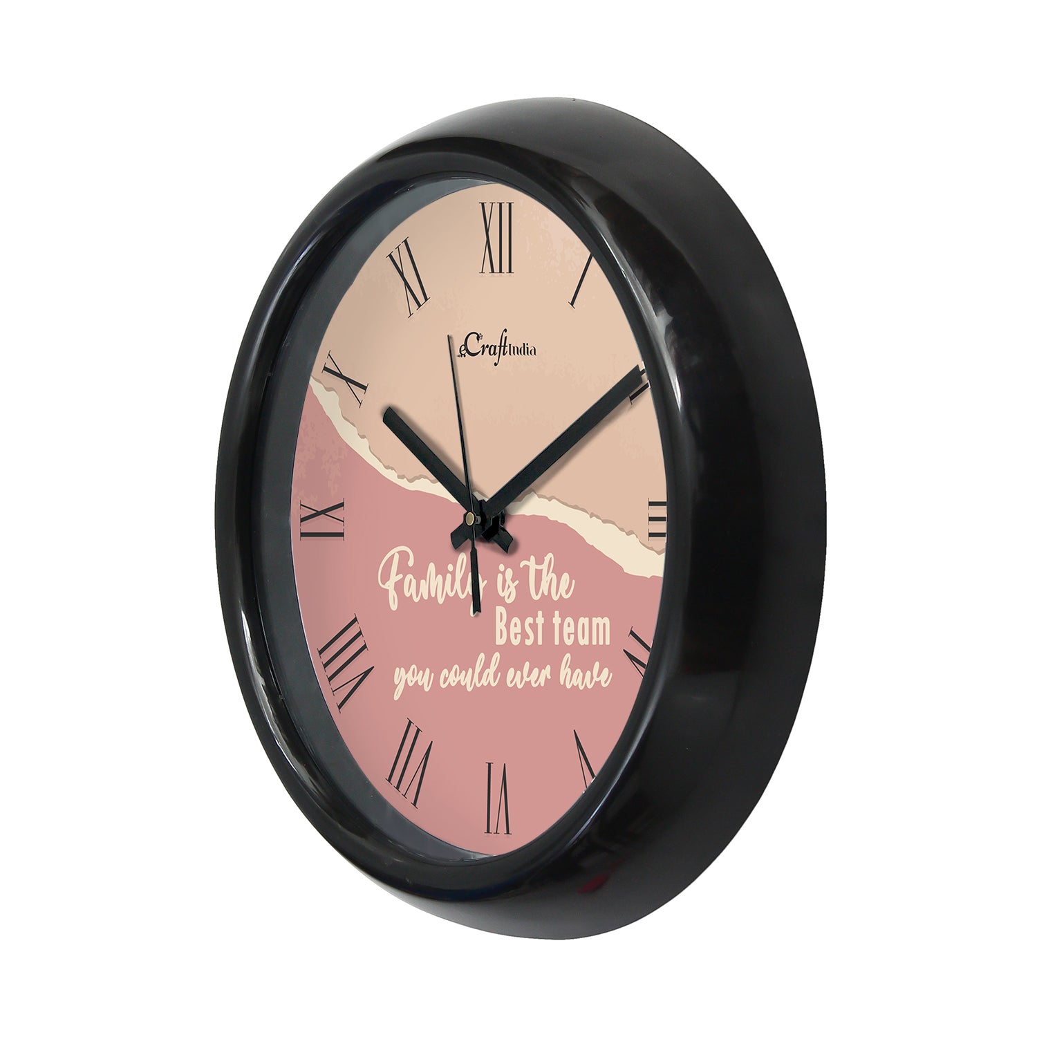 Motivational Pink Designer Round Analog Black Wall Clock 4