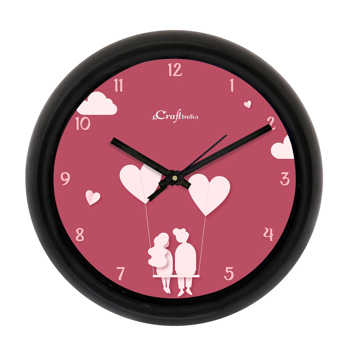 "Love In The Air" Designer Round Analog Black Wall Clock
