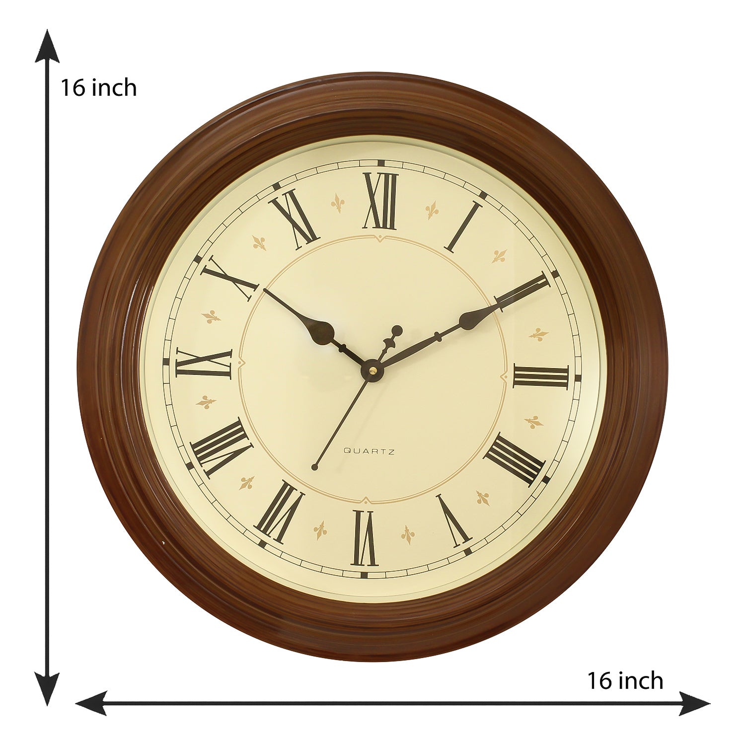 Golden Brown Plastic Round Analog Wall Clock (16*16 Inches) 2