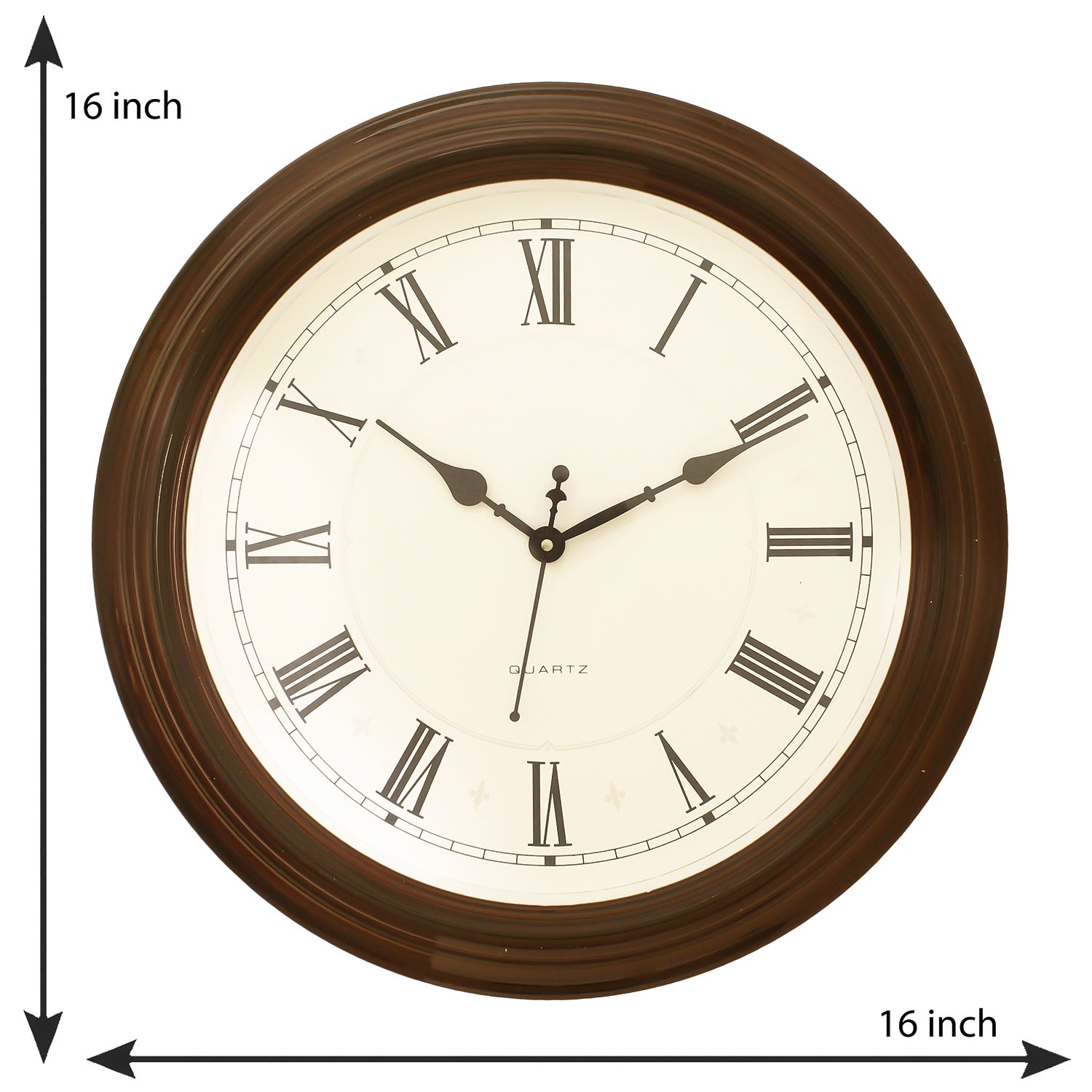 Brown Plastic Round Analog Wall Clock (16*16 Inches) 2