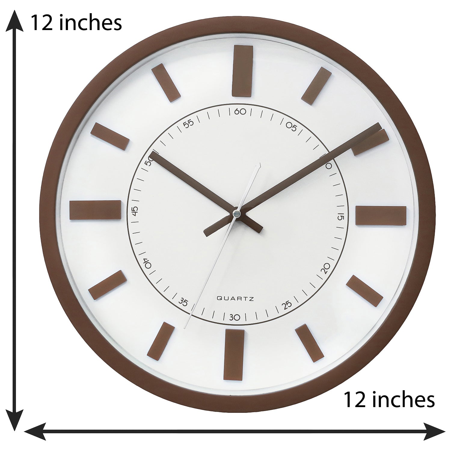 Brown Circular Dial Contemporary Analog Wall Clock With Curved Glass Front Panel 2
