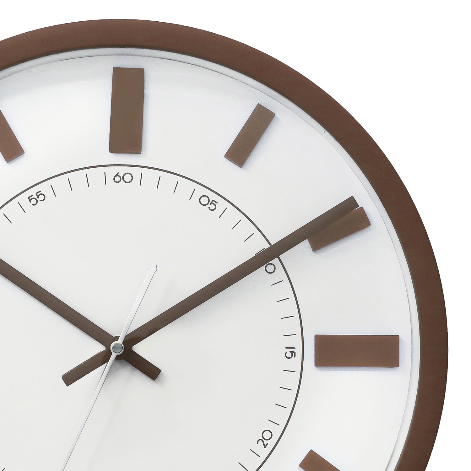 Brown Circular Dial Contemporary Analog Wall Clock With Curved Glass Front Panel 4