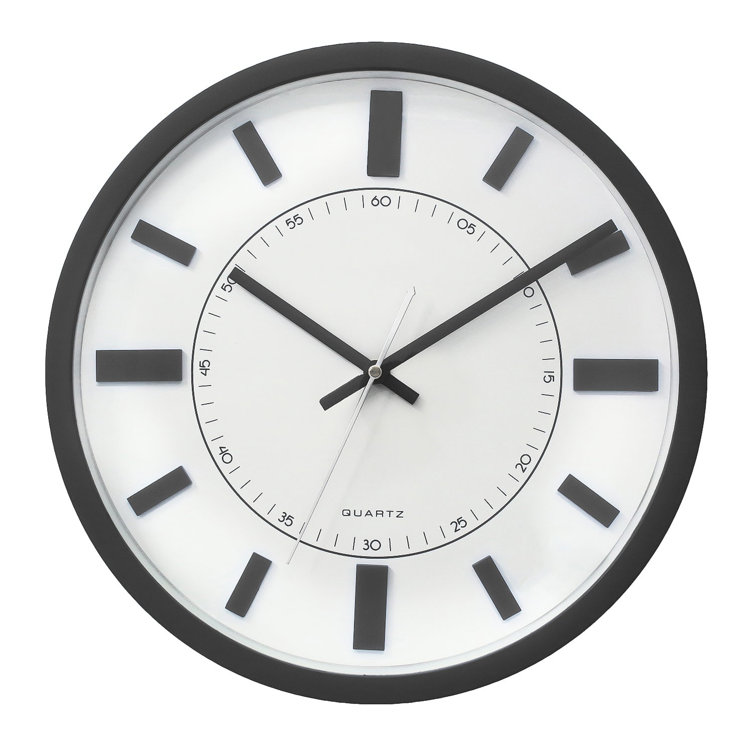 Grey Circular Dial Contemporary Analog Wall Clock With Curved Glass Front Panel