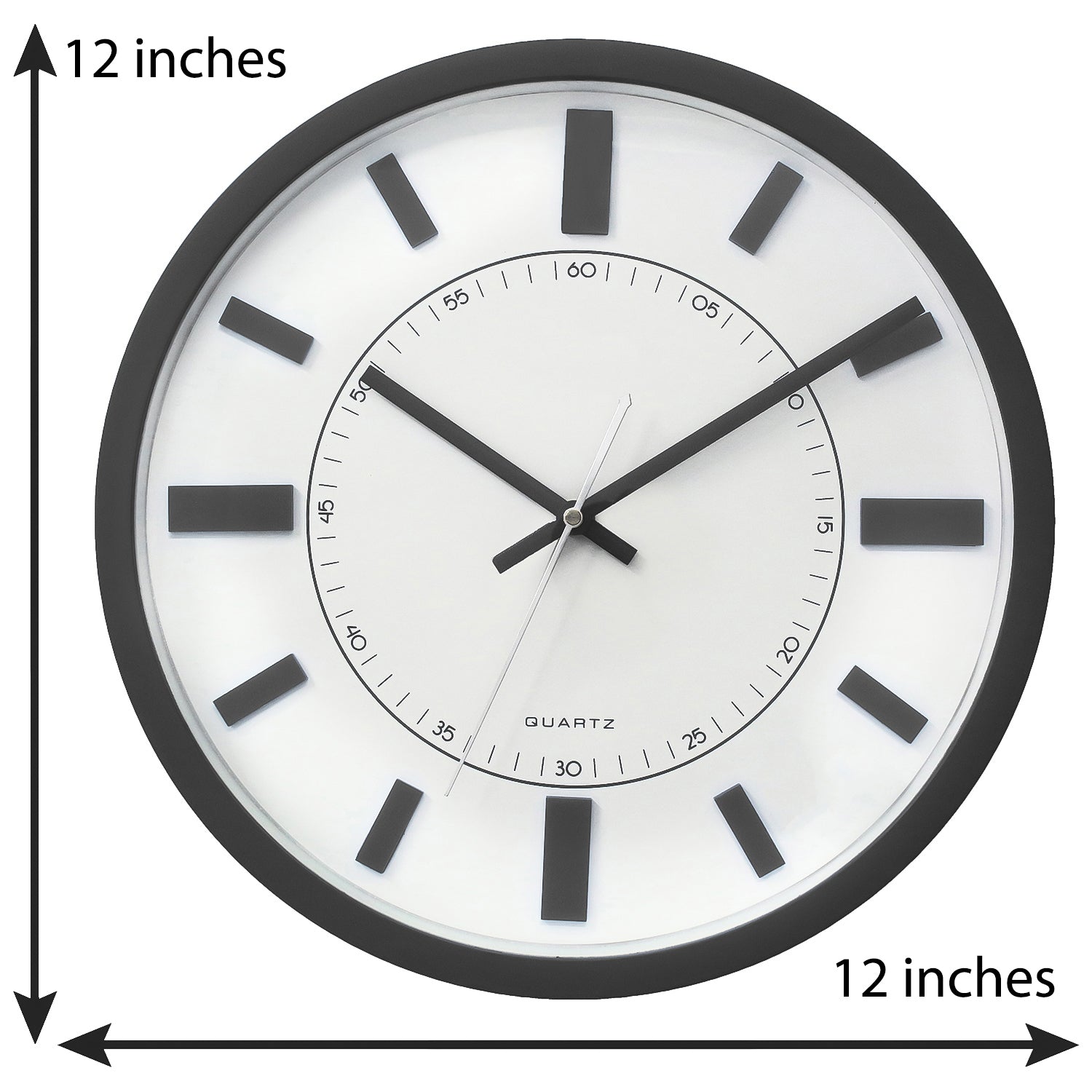 Grey Circular Dial Contemporary Analog Wall Clock With Curved Glass Front Panel 2