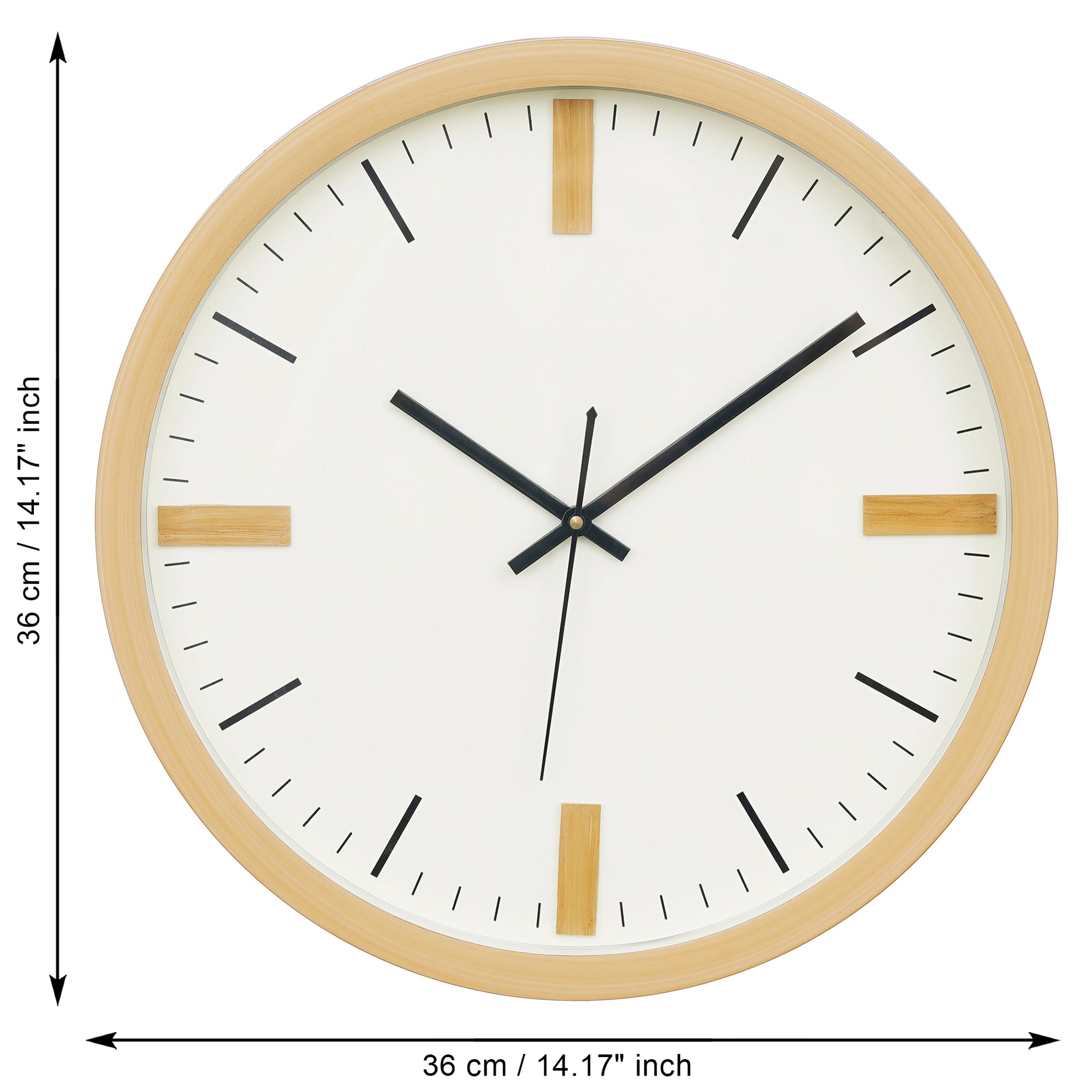 eCraftIndia Light Brown Round Shape Minimalist Wall Clock 3