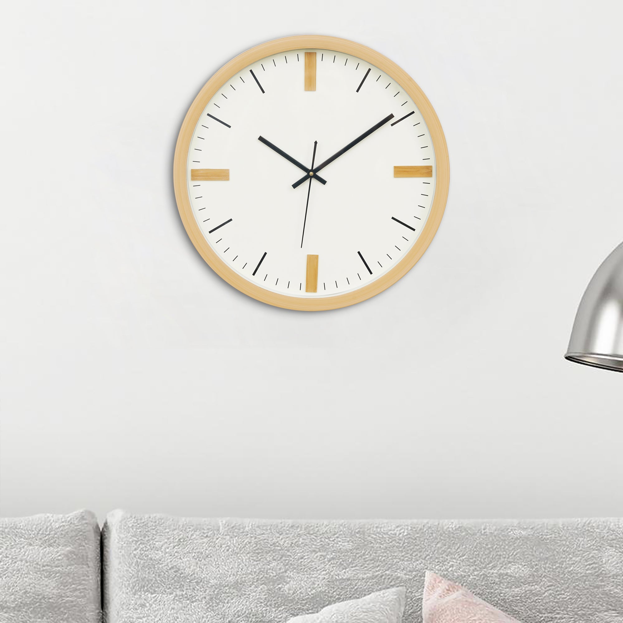 eCraftIndia Light Brown Round Shape Minimalist Wall Clock 4