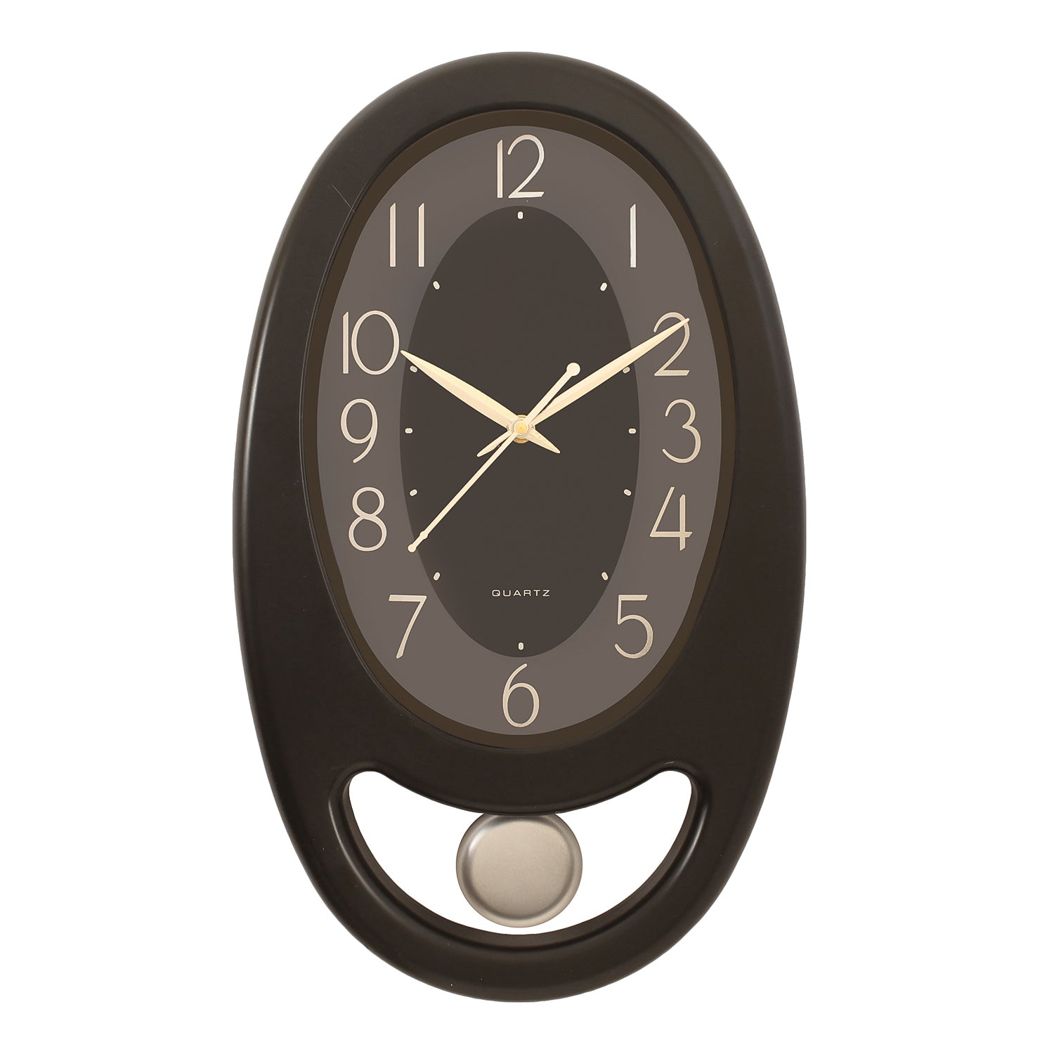 Black Plastic Vertical Analog Pendulum Wall Clock