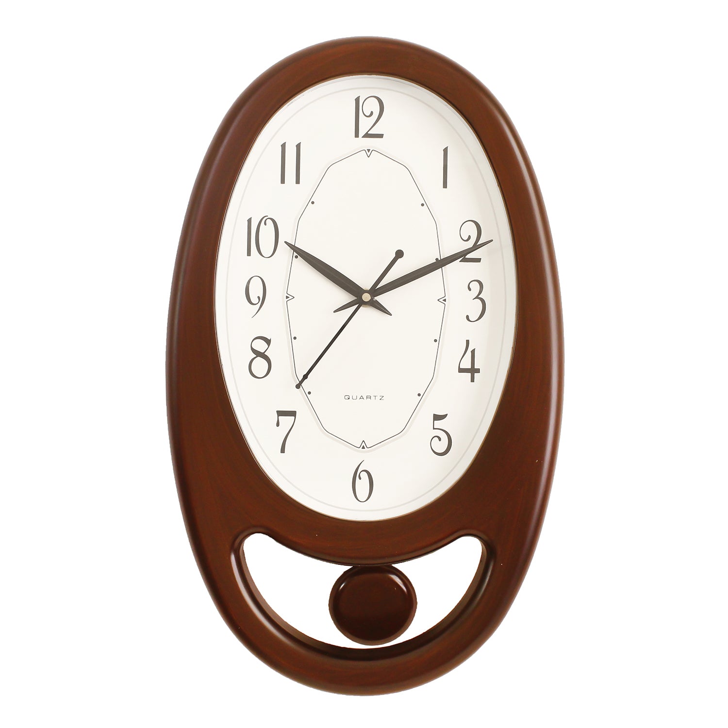 Brown Plastic Vertical Pendulum Analog Wall Clock (15.5*9.5 Inches)