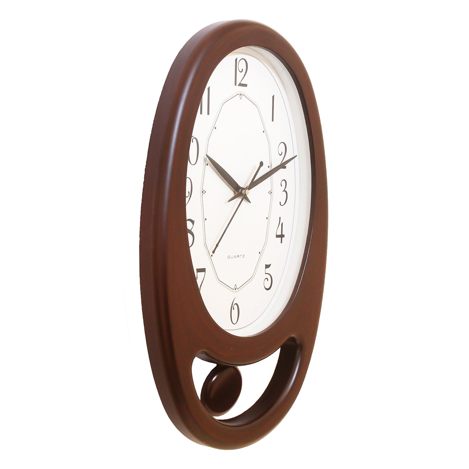 Brown Plastic Vertical Pendulum Analog Wall Clock (15.5*9.5 Inches) 3