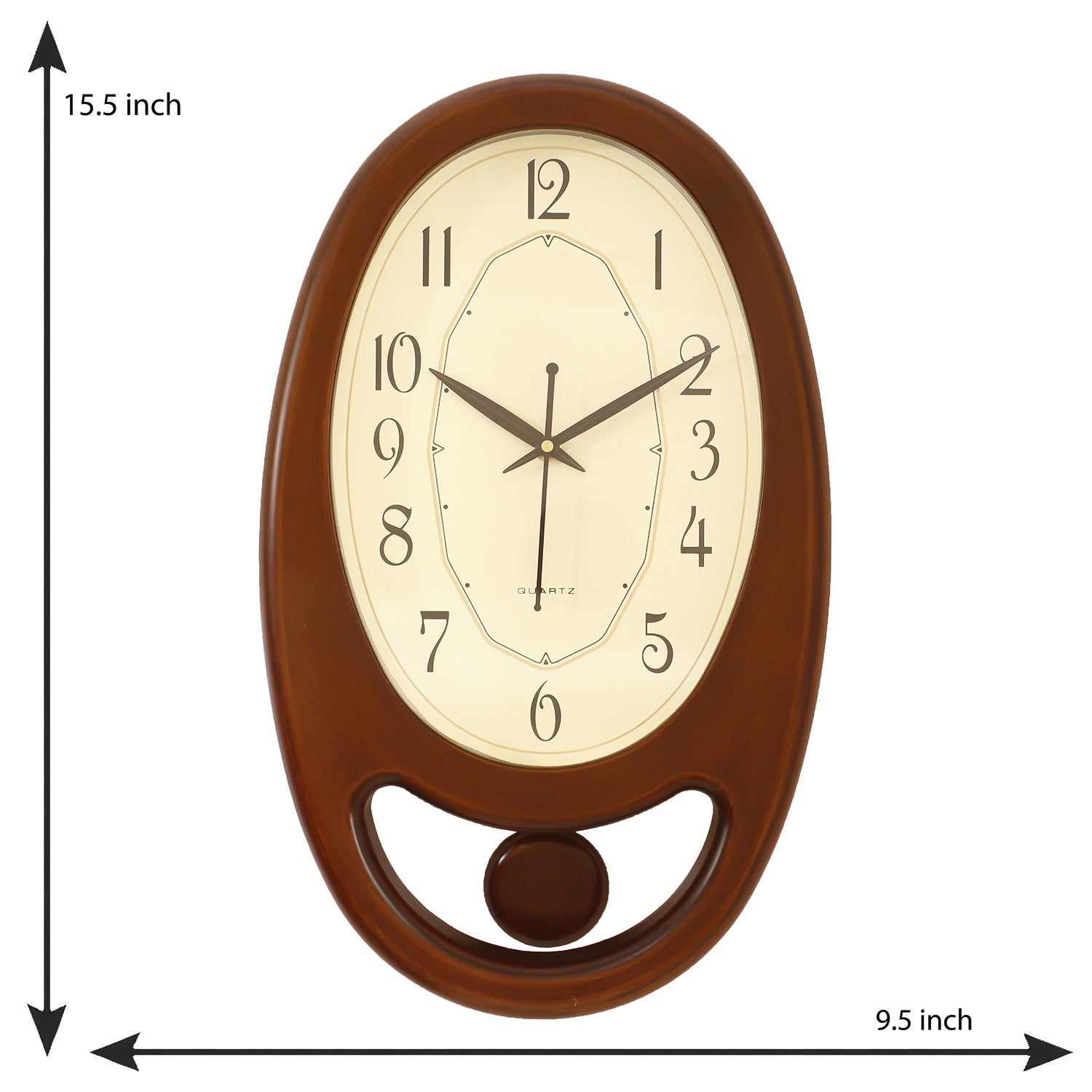 Golden Brown Plastic Vertical Pendulum Analog Wall Clock (15.5*9.5 Inches) 2
