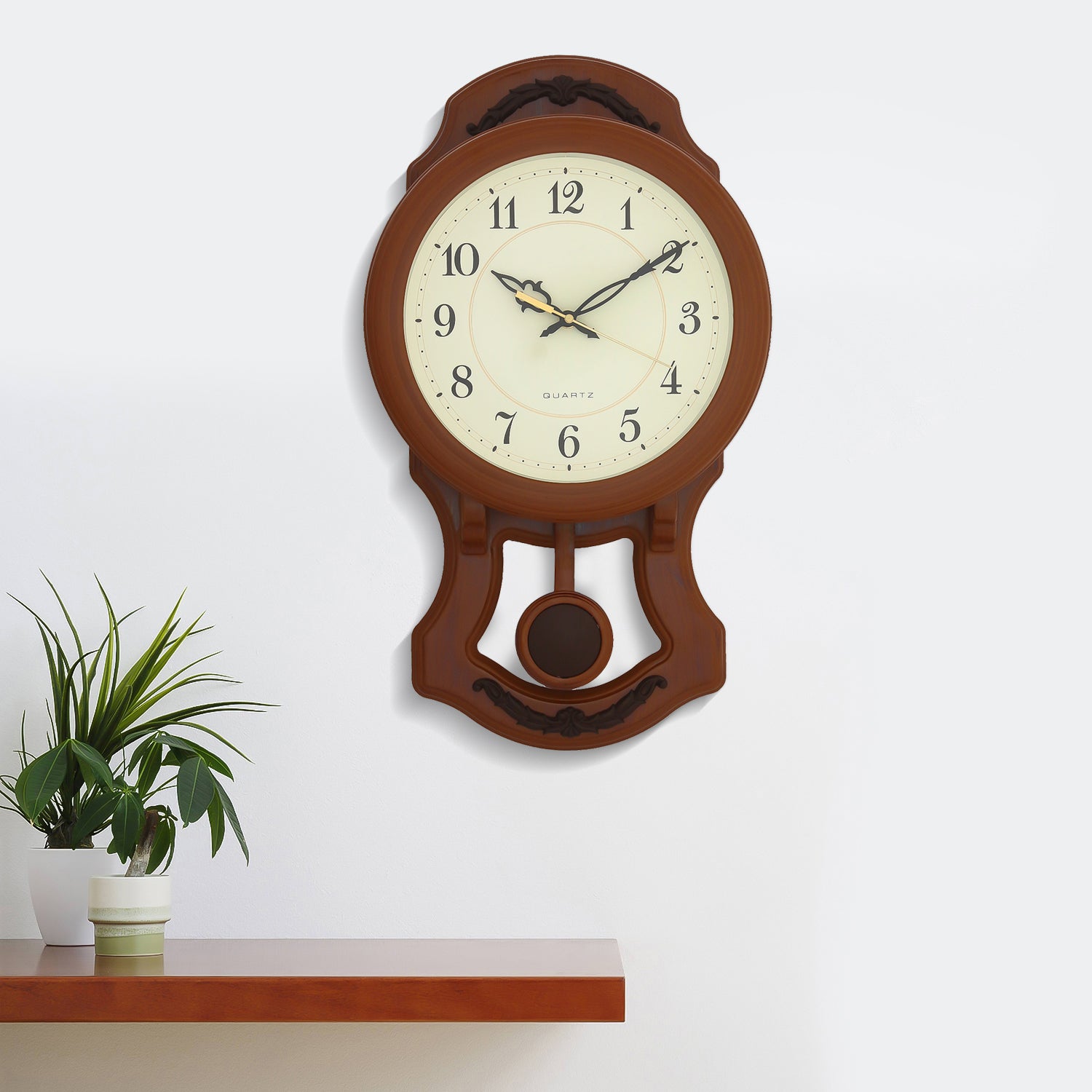 Round Dial Vertical Analog Plastic Designer Pendulum Wall Clock 1