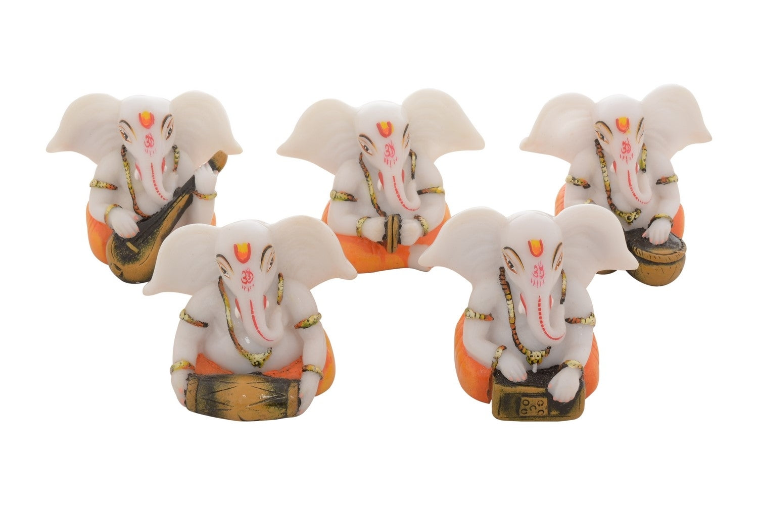 Set of 5 Lord Ganesha playing Musical Instruments