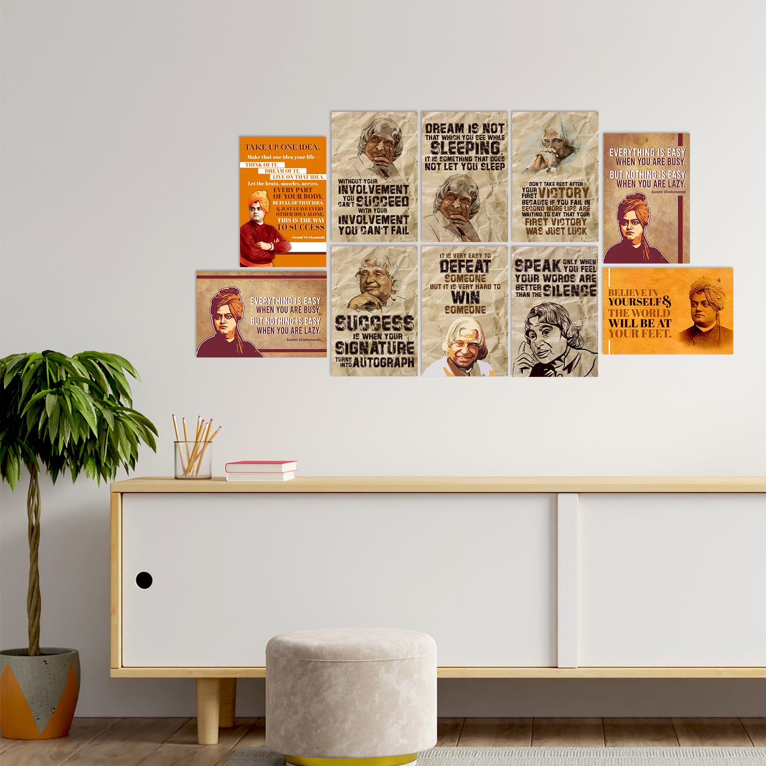 Set of 10 Dr. Abdul Kalam Inspirational Quotes High Quality Printed 300 GSM Posters with Glue Drops 1
