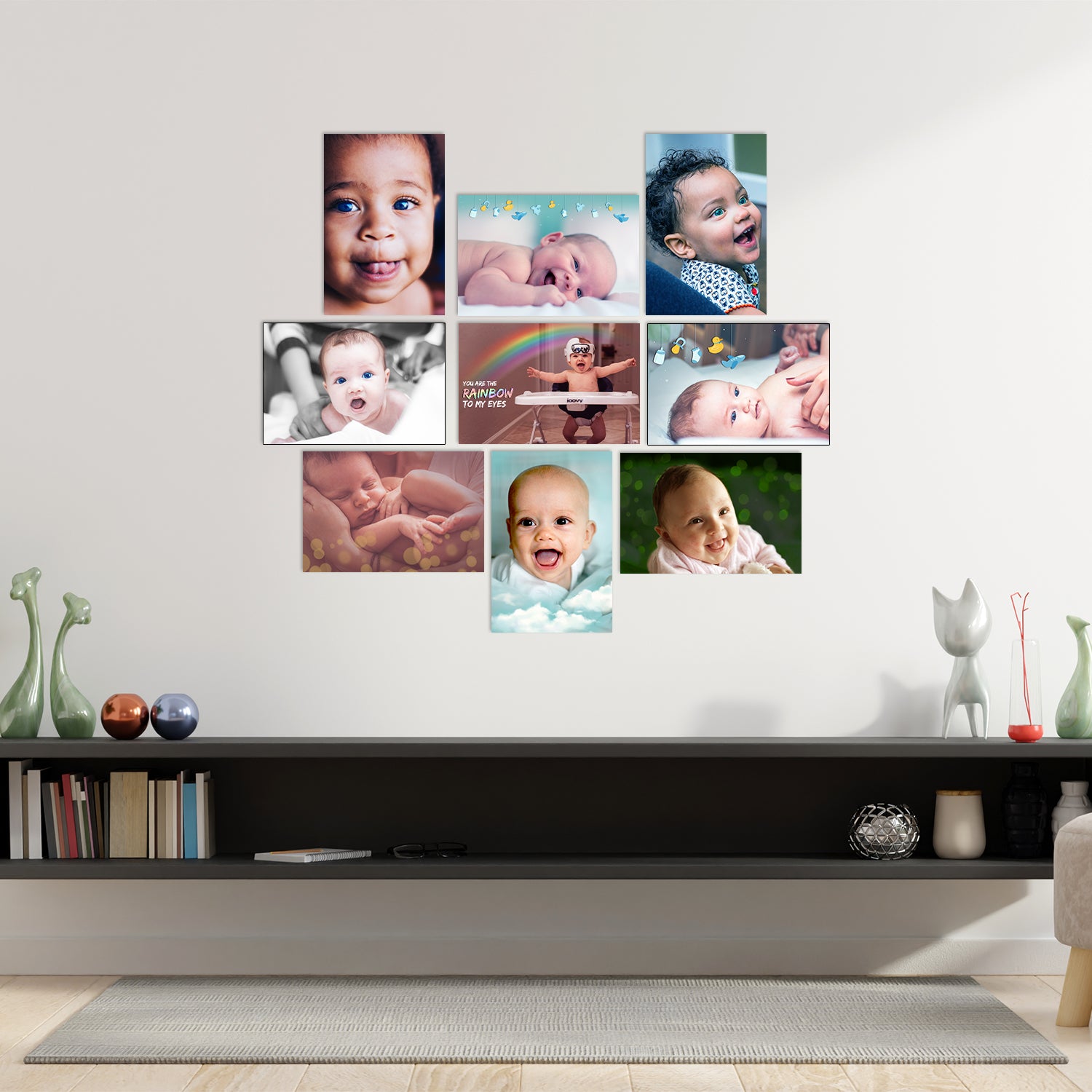 Set of 10 Cute Baby Wall High Quality Printed 300 GSM Posters for Pregnant Women with Glue Drops