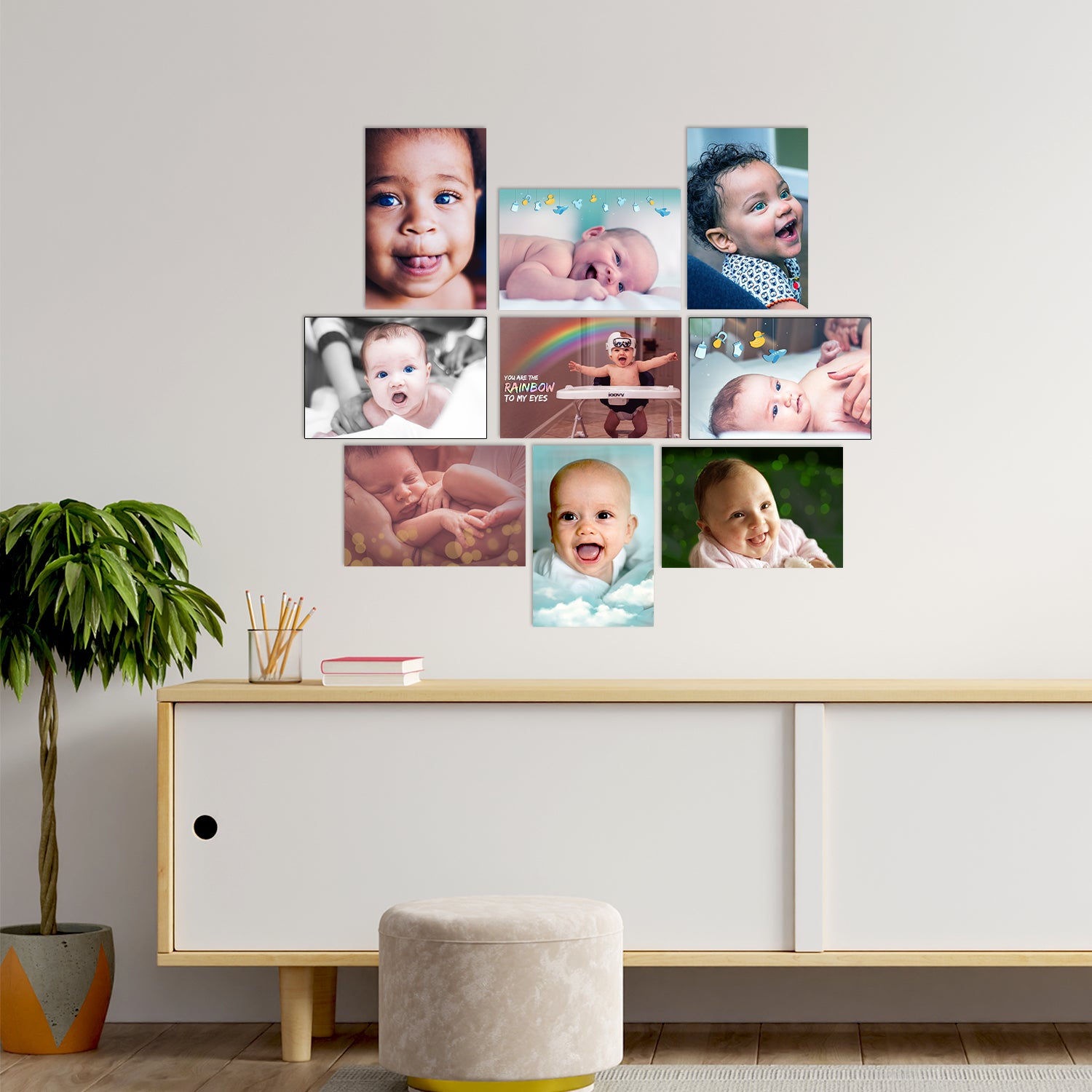 Set of 10 Cute Baby Wall High Quality Printed 300 GSM Posters for Pregnant Women with Glue Drops 1