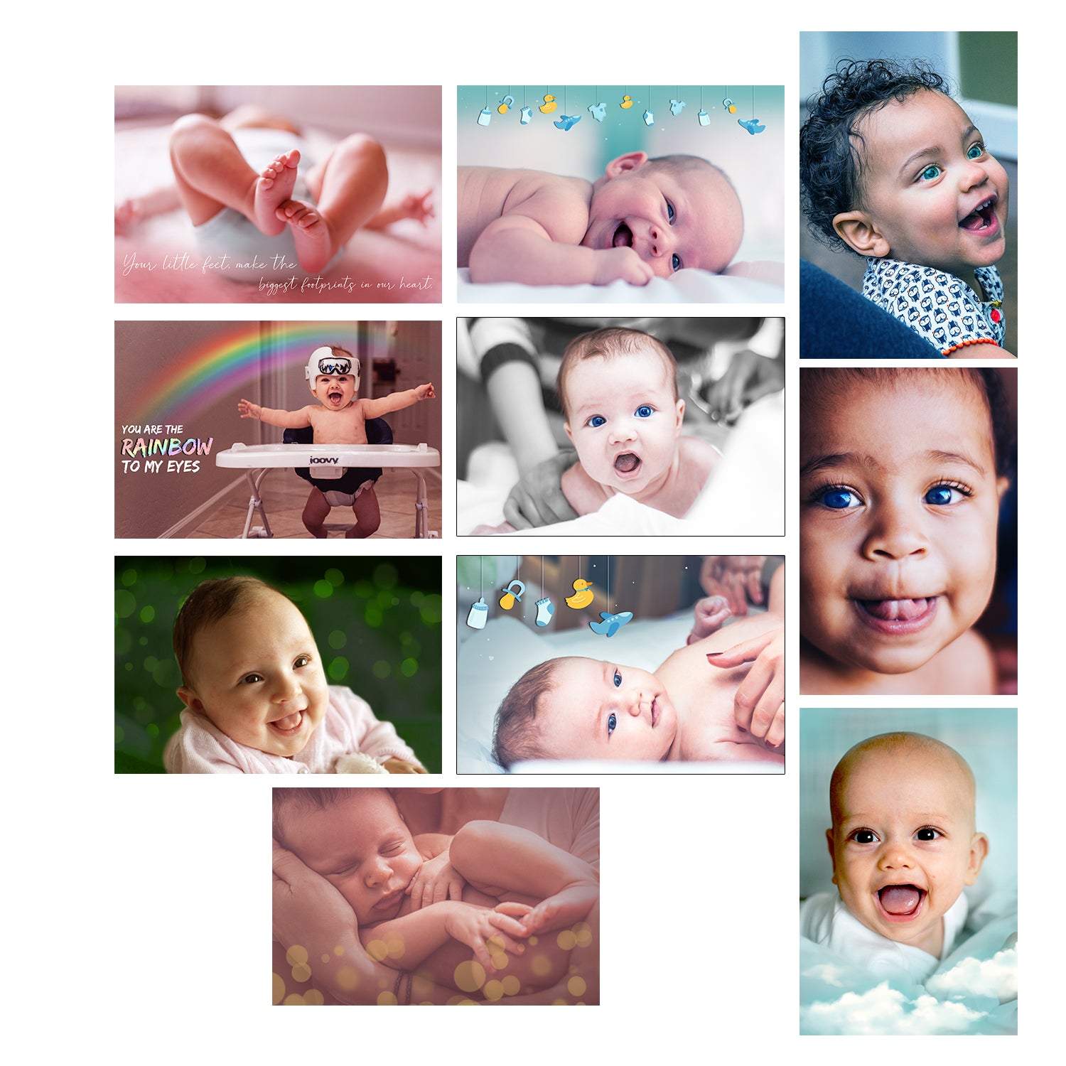 Set of 10 Cute Baby Wall High Quality Printed 300 GSM Posters for Pregnant Women with Glue Drops 2
