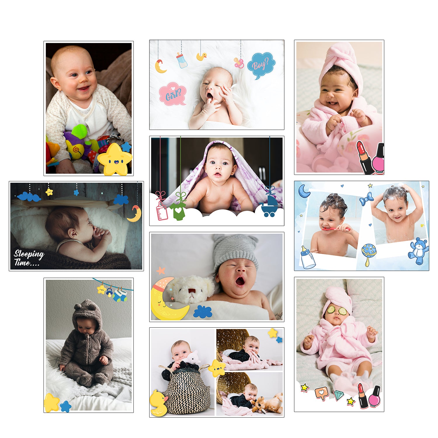 Set of 10 New Born Baby High Quality Printed 300 GSM Posters for Pregnant Women with Glue Drops 2
