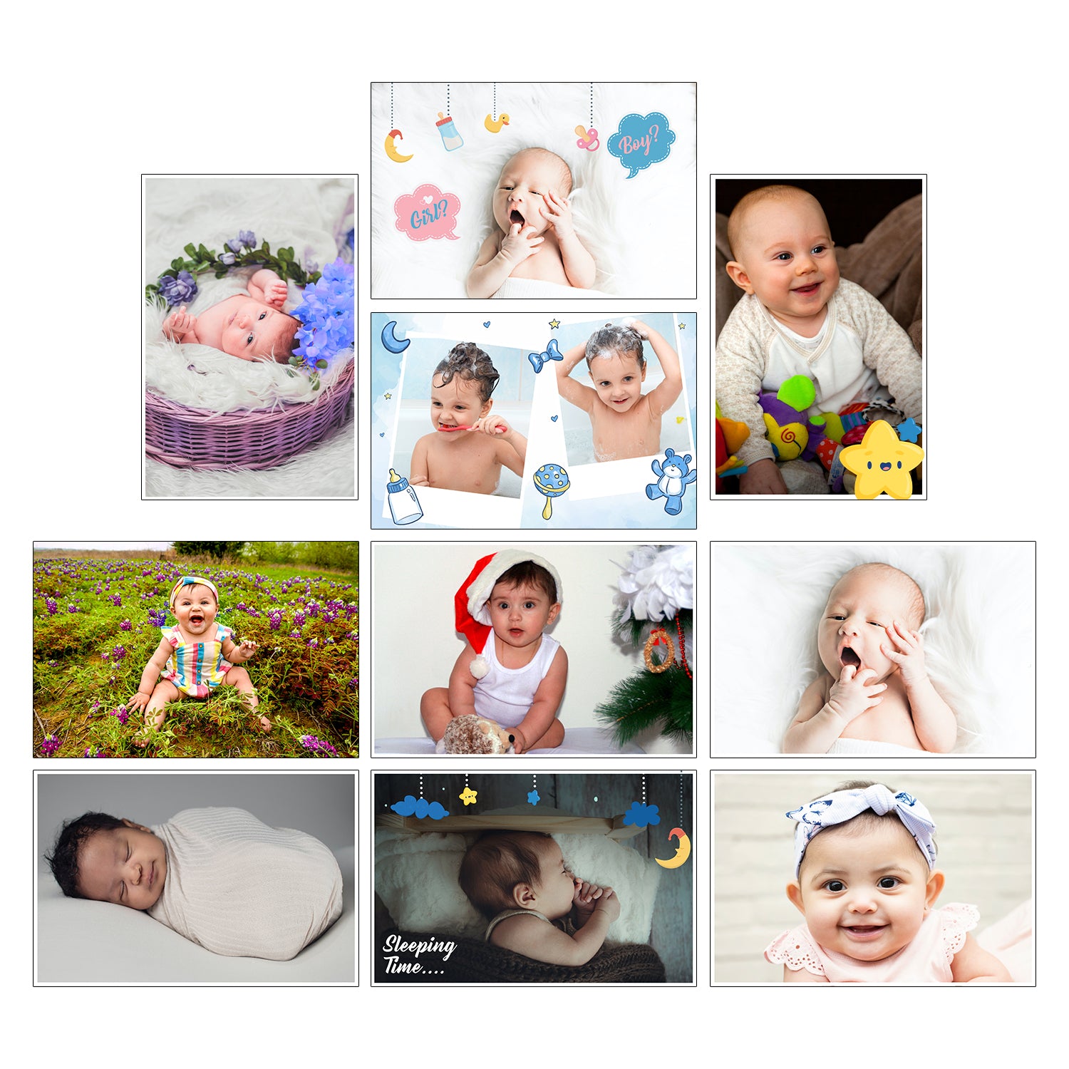 Set of 10 Baby Theme High Quality Printed 300 GSM Posters with Glue Drops 2