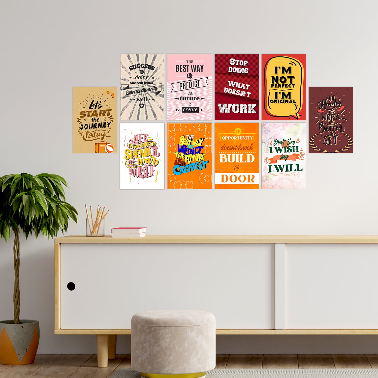 Set of 10 Inspiring Quotes High Quality Printed 300 GSM Posters with Glue Drops 1