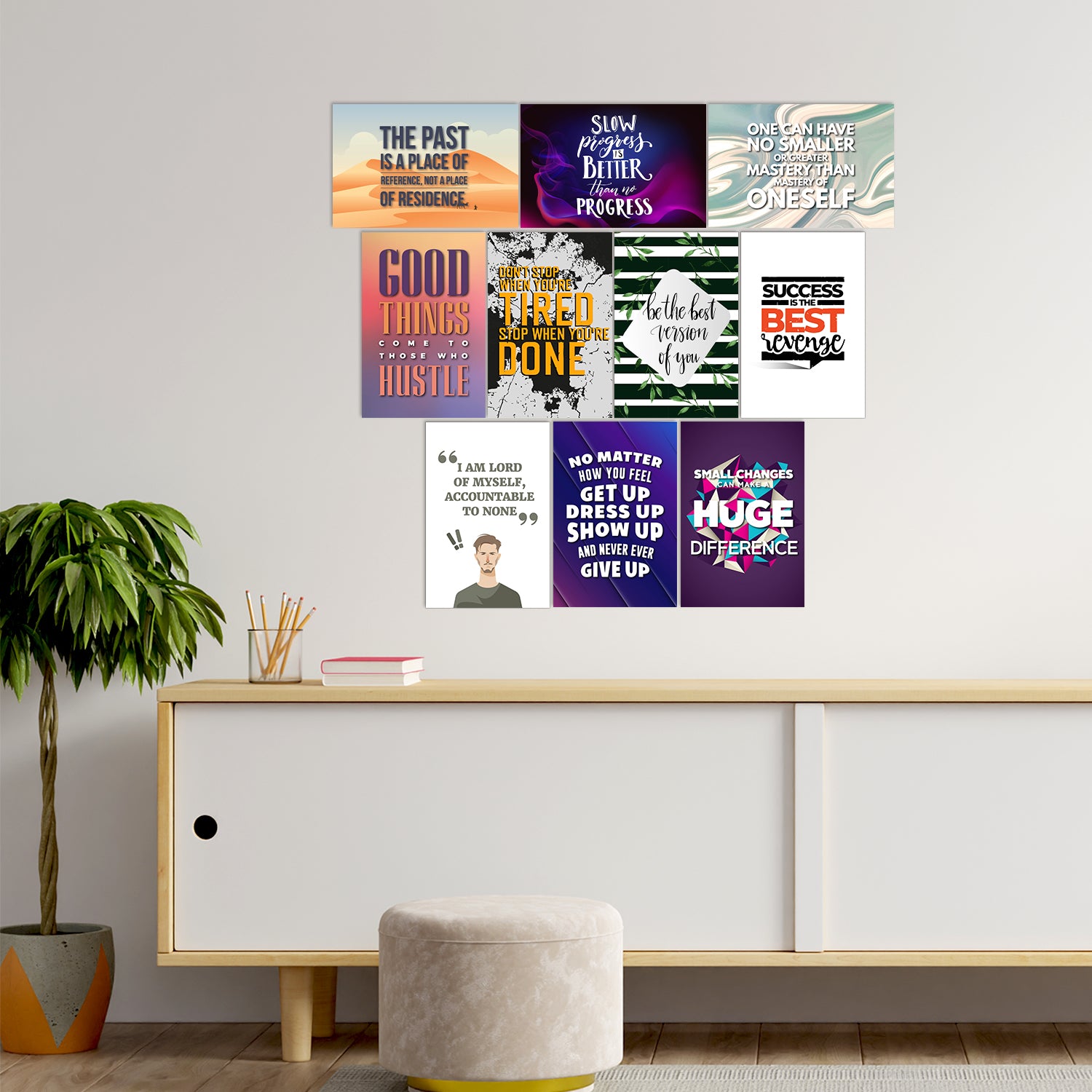 Set of 10 Motivating and Inspiring Quotes High Quality Printed 300 GSM Posters with Glue Drops 1