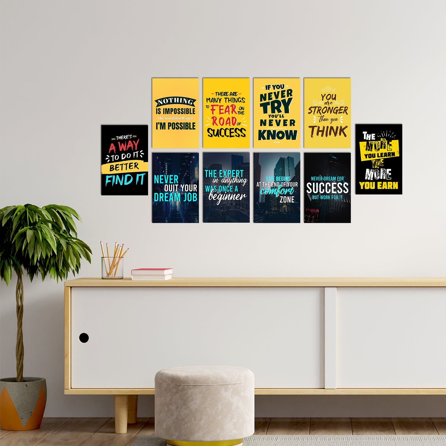 Set of 10 Inspiring and Ambitious Quotes High Quality Printed 300 GSM Posters with Glue Drops 1