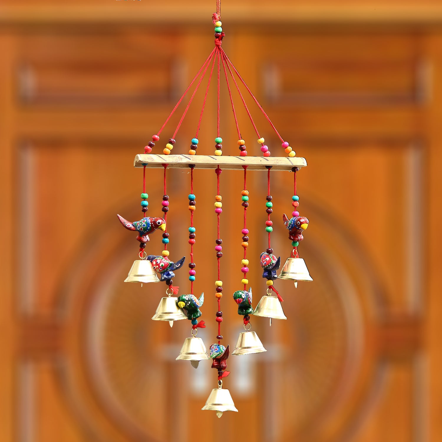 Multicolor Handcrafted Decorative Seven Parrot Wall/Door/Window Hanging Bells 1