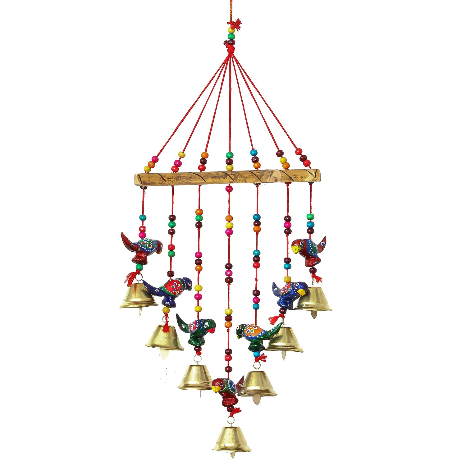 Multicolor Handcrafted Decorative Seven Parrot Wall/Door/Window Hanging Bells 2