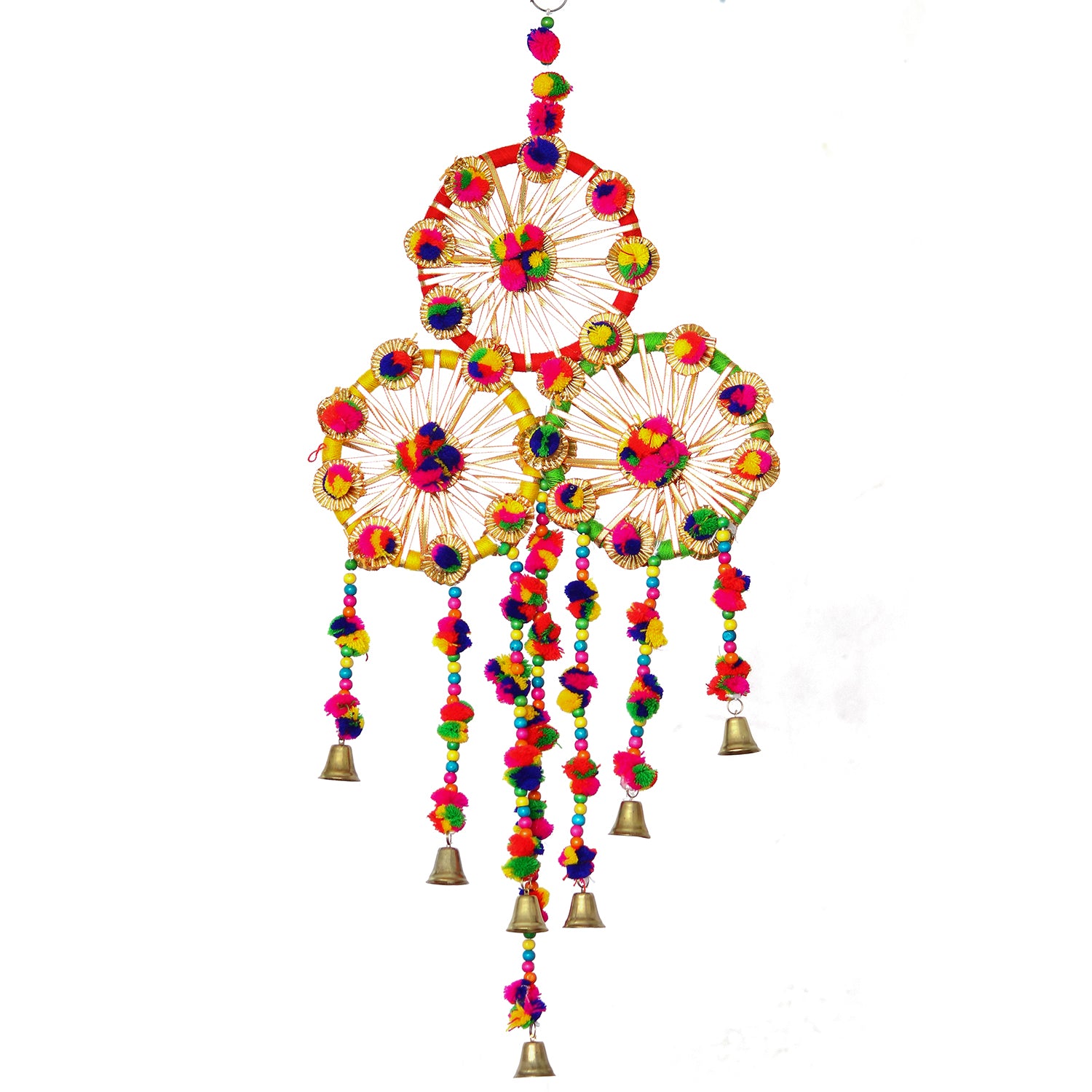 Handcrafted Decorative Colorful Floral Wall/Door/Window Hanging Toran with Bells 2