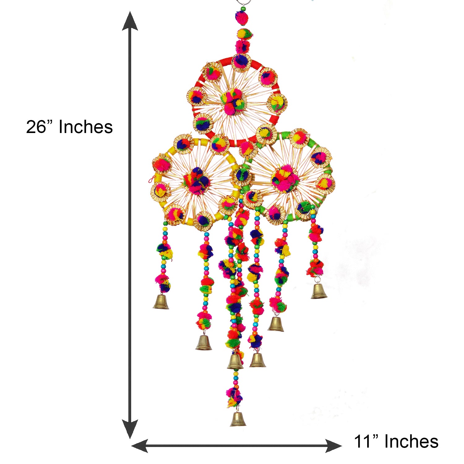 Handcrafted Decorative Colorful Floral Wall/Door/Window Hanging Toran with Bells 3