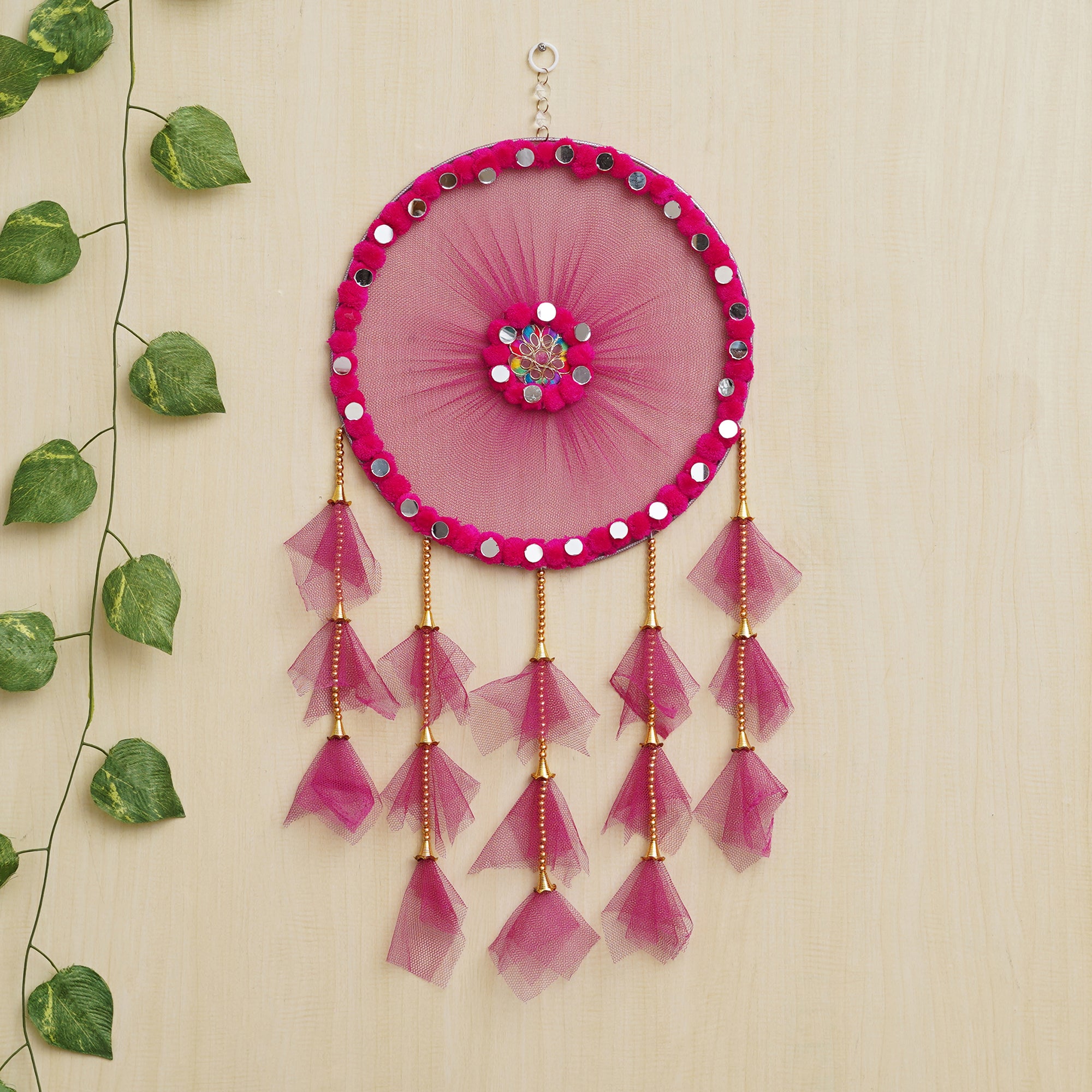 eCraftIndia Pink Wall Hanging Dream Catcher For Home Decor - Perfect Window, Bedroom, Living Room, Wall Decoration Item 1