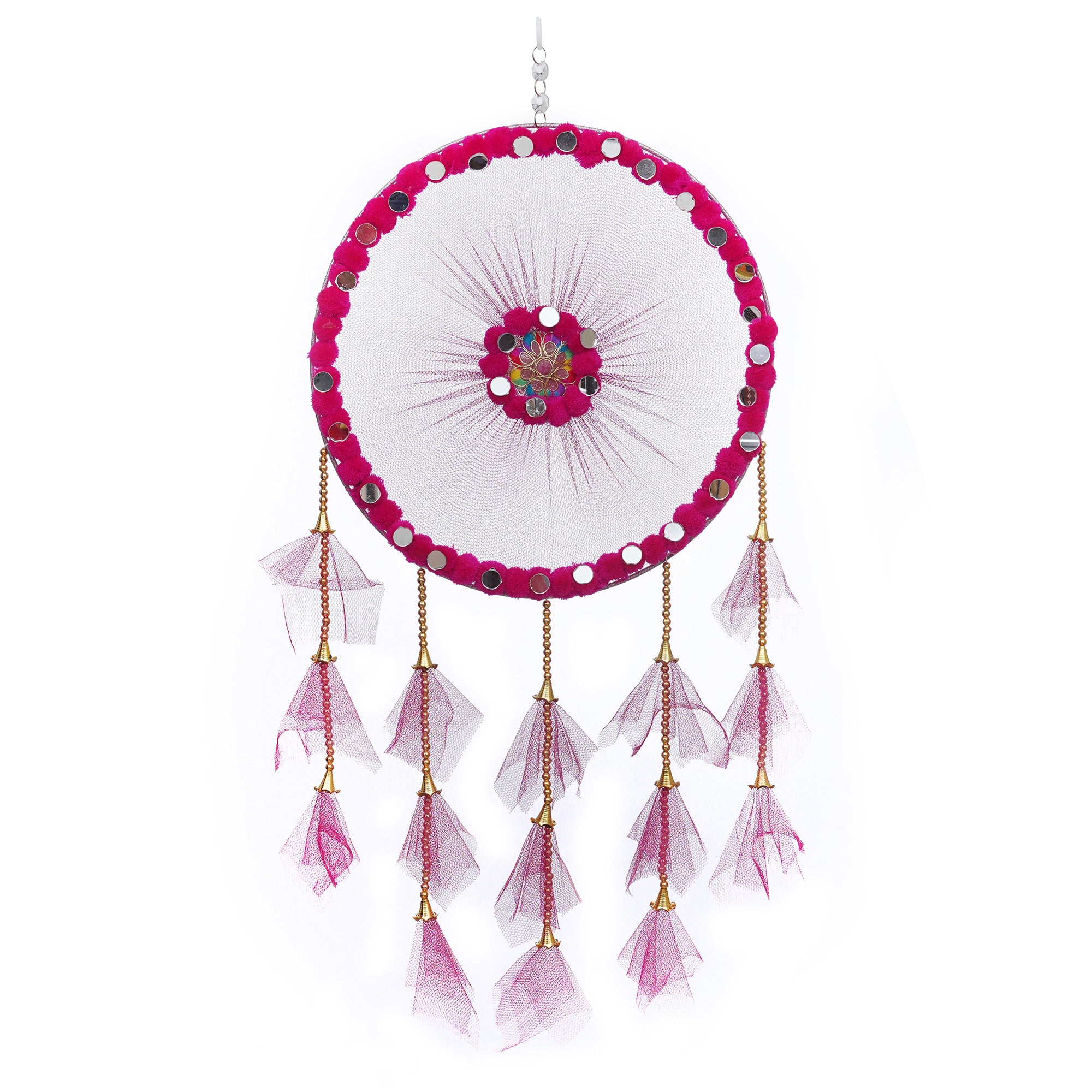 eCraftIndia Pink Wall Hanging Dream Catcher For Home Decor - Perfect Window, Bedroom, Living Room, Wall Decoration Item 2